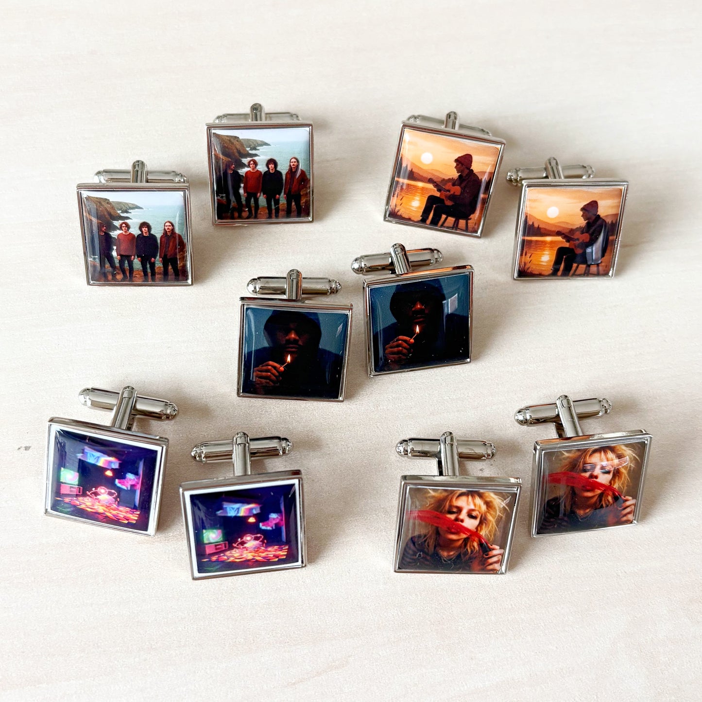 Classic Album Cover Cufflinks Music lover Vintage Records Groomsmen Music themed wedding. Favourite band artist Tie Clip. Tie Bar. Tie Slide
