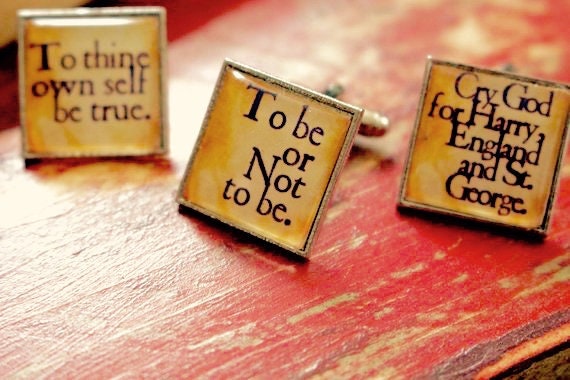Unique Shakespeare Quote Cufflinks . Personalised Gift .Theatre, Actor, Poetry. Wedding gift, groom, ushers, father of the bride, best man