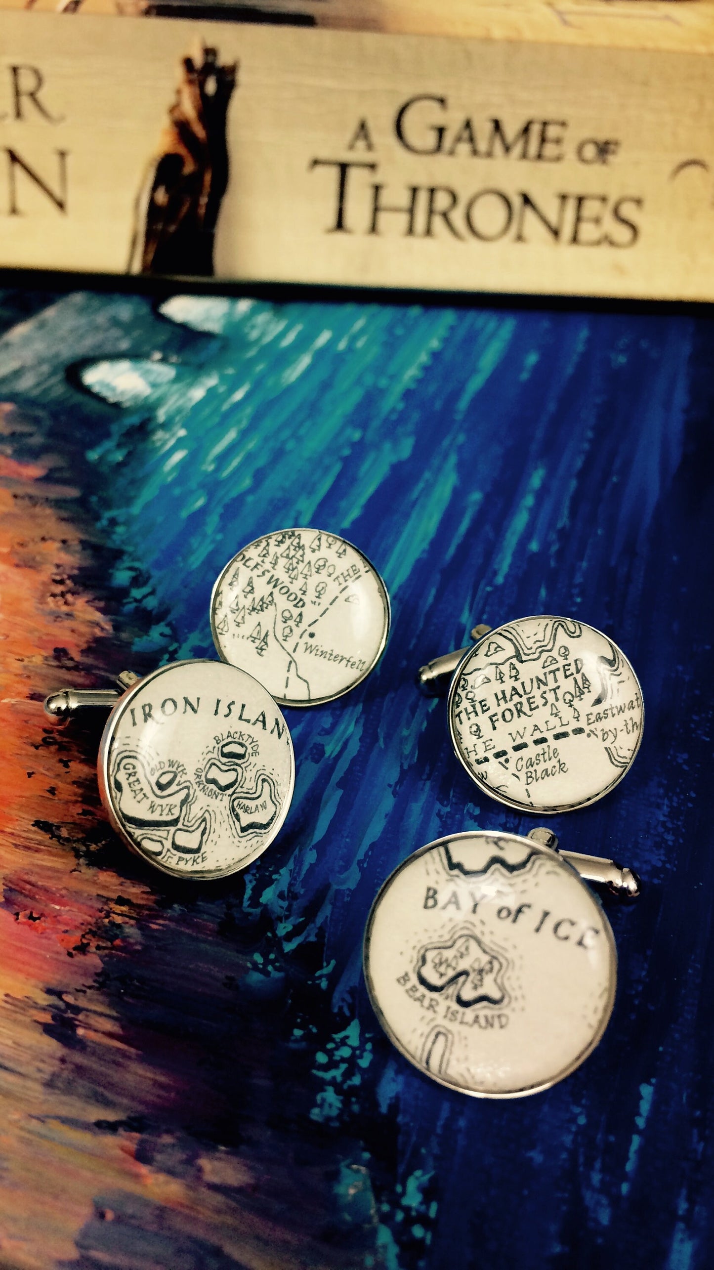 Game of Thrones Wedding cufflinks. Recycled book. Quotes. Winter is Coming. Moon of my life My Sun and Stars. Valar Morghulis. Gift for him.