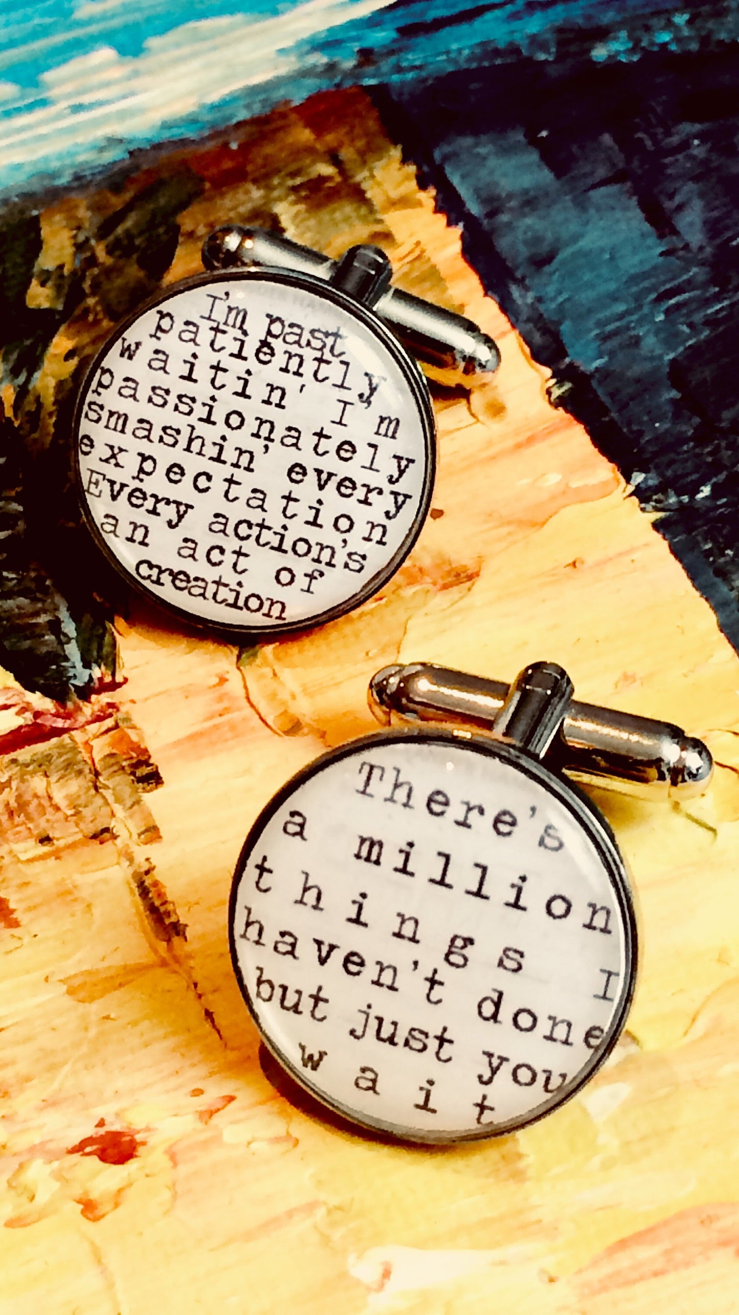 Hamilton Musical lyrics Cufflinks - Musical Theatre gift. Song lyrics. Broadway. West End. Actor. Inspirational quote. Gift for him.