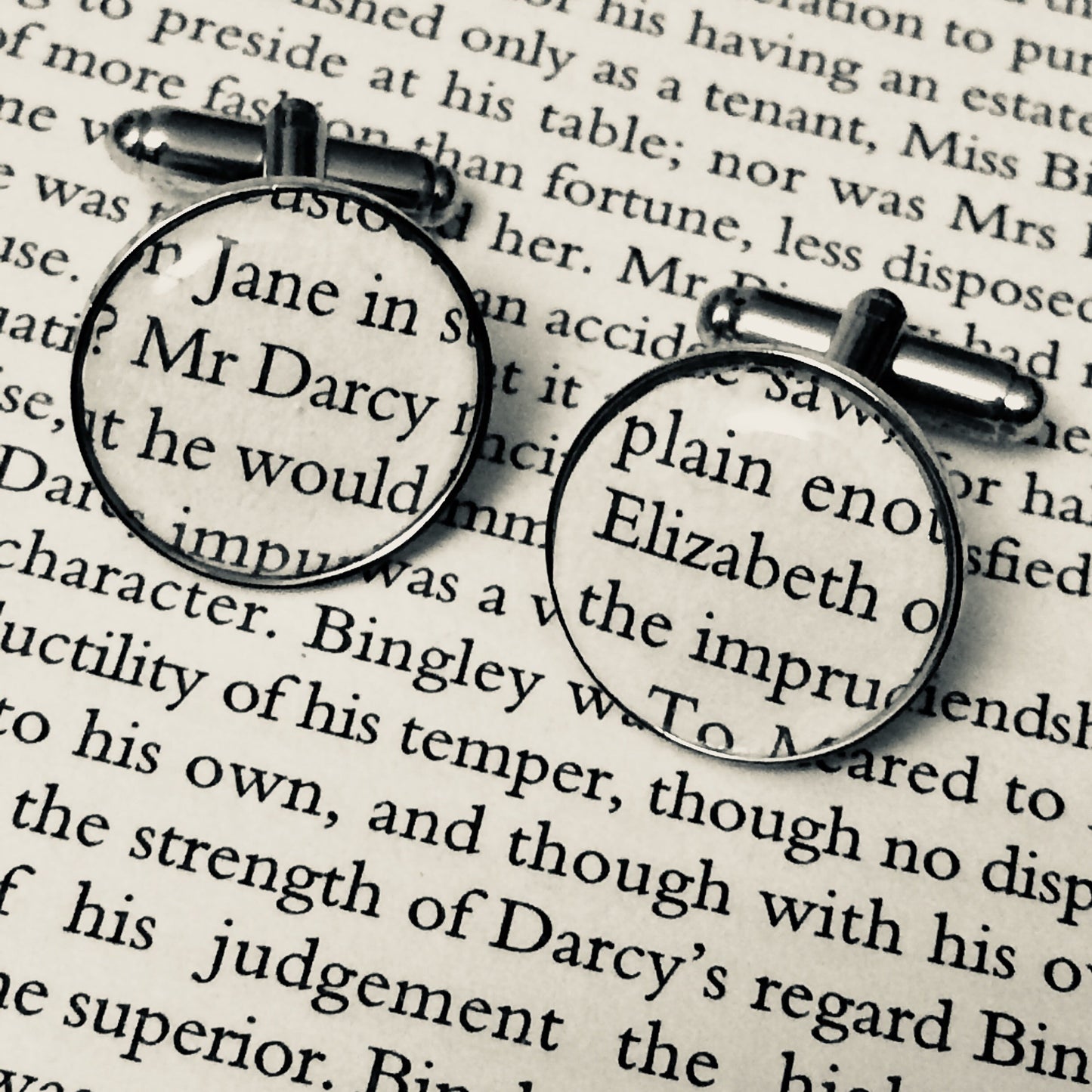 Pride and Prejudice cufflinks - Vintage recycled books. Jane Austen. Literature gift. Mr Darcy. Book lover. Gifts for him. Book quotes.