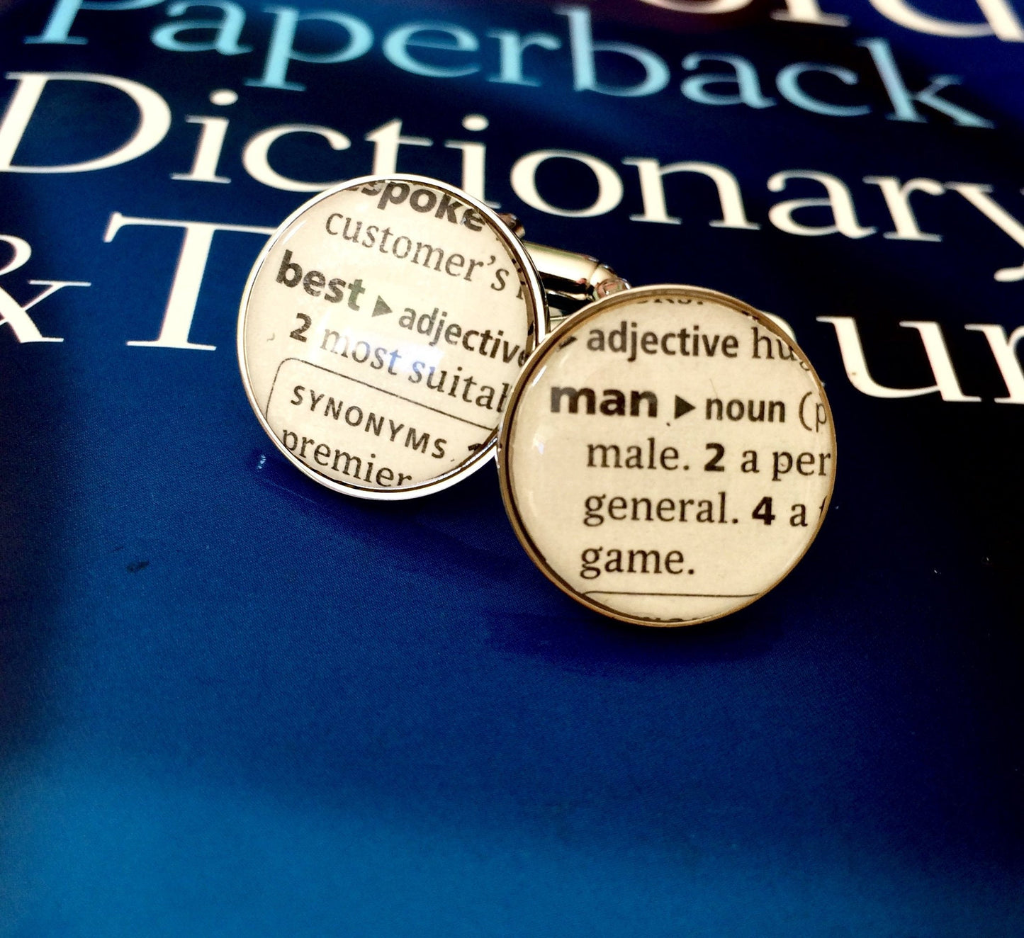 Recycled Dictionary Cufflinks! Bespoke Cufflinks - great gift for him! Personalised for your needs