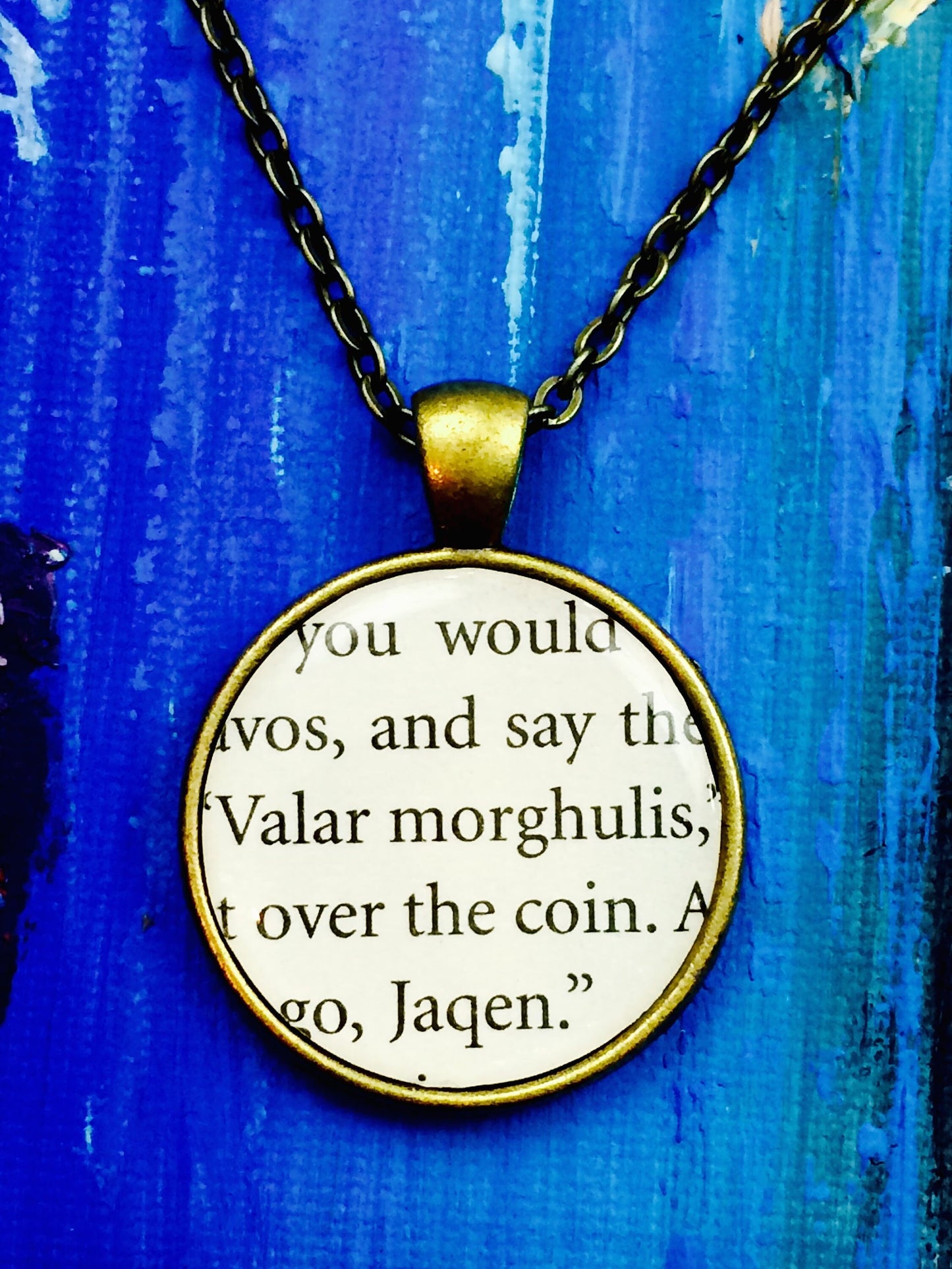 Game of Thrones pendants - Recycled books - Winter is Coming - Valar Morghulis - Blood of my Blood - Fire and Blood - Mother of Dragons