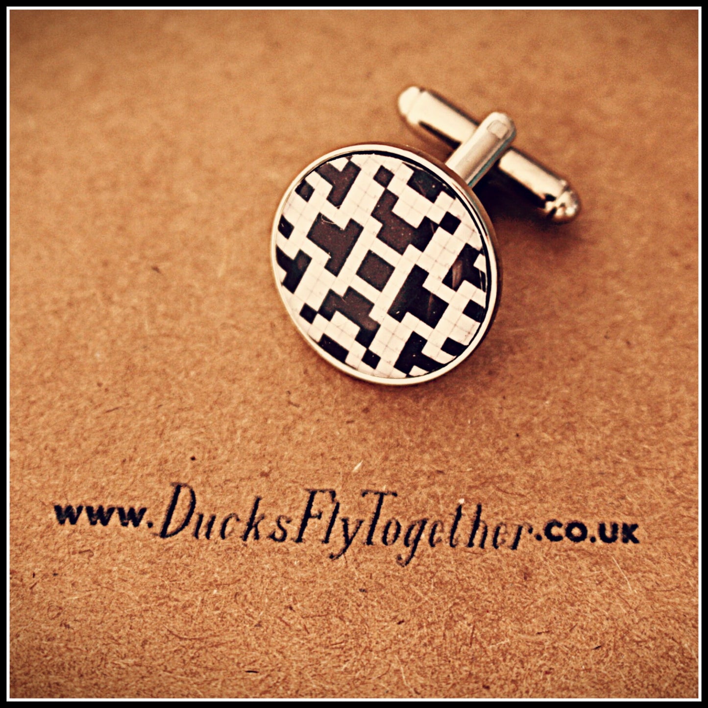 Crossword Cufflinks - Monochrome. Abstract. Geometric. Gift for dad. Crossword lover. Artistic cufflinks. Father of the Bride. Black & white