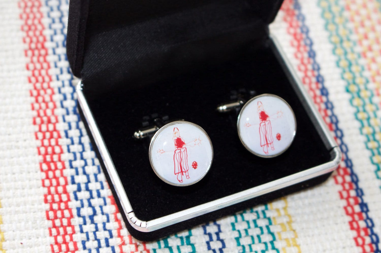 Child art/drawing personalised cufflinks. Unique parent, dad, father gift. Custom made. Christmas present. Kids artwork. Handprint Footprint