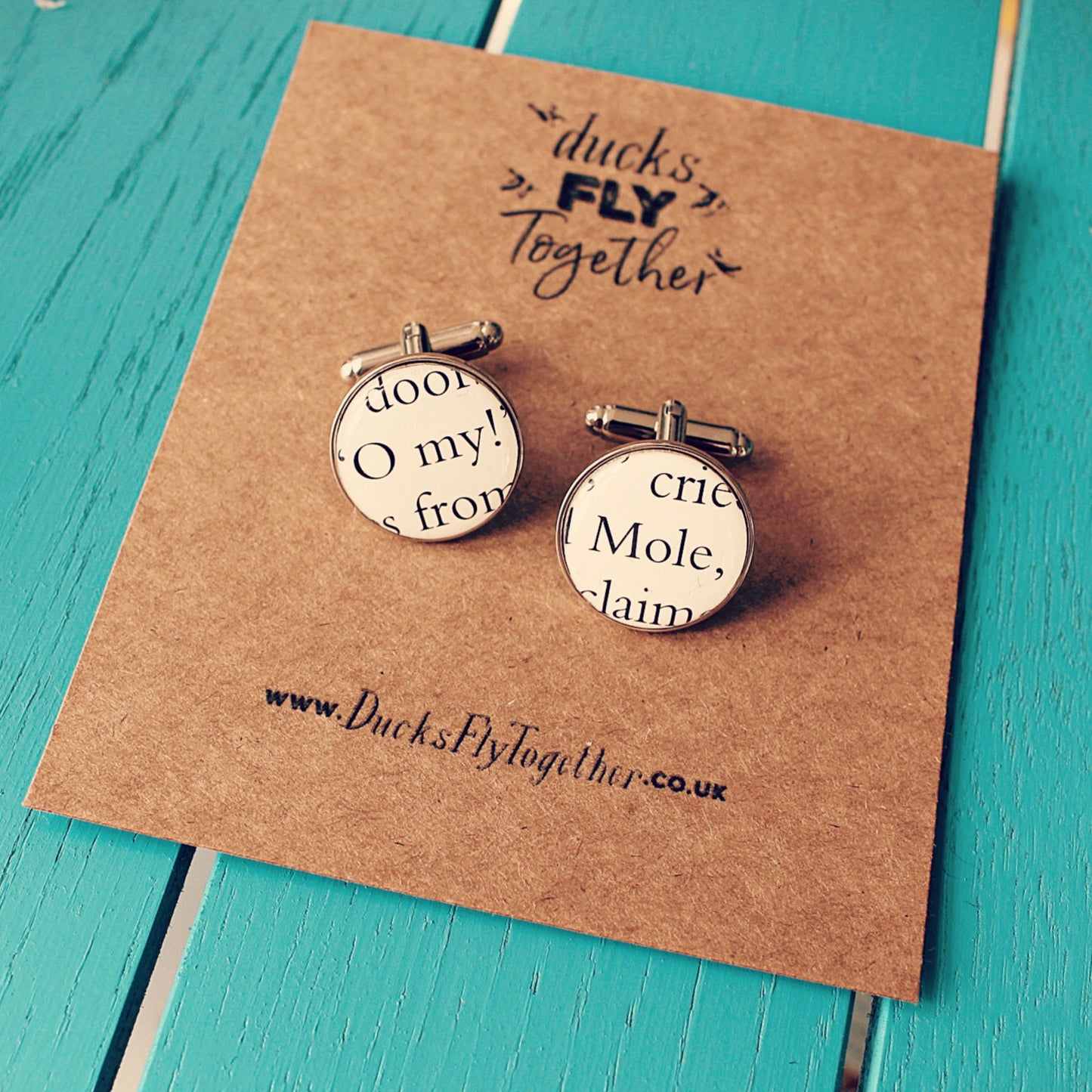 Wind in the Willows Recycled Book Page Cufflinks - Mole Ratty Mr Toad O My! Upcycled gift. Nostalgic. Gift for Dad. Vintage book. Wedding.