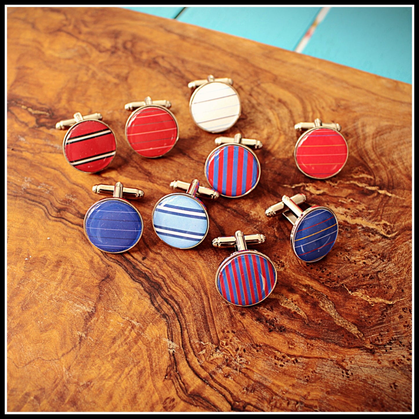 Football Team Colours Cufflinks. Man United. Man City. Spurs. Arsenal. Liverpool. Chelsea. Crystal Palace. Everton. Groomsmen gift. Soccer.
