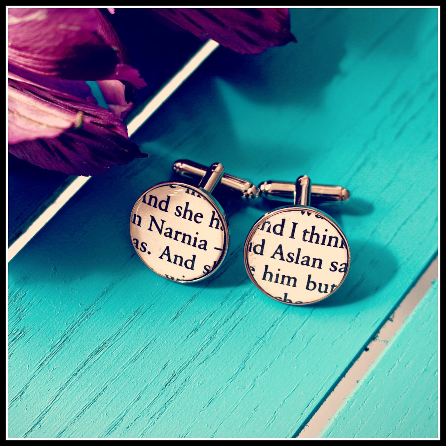 Recycled Narnia Book Page Cufflinks.