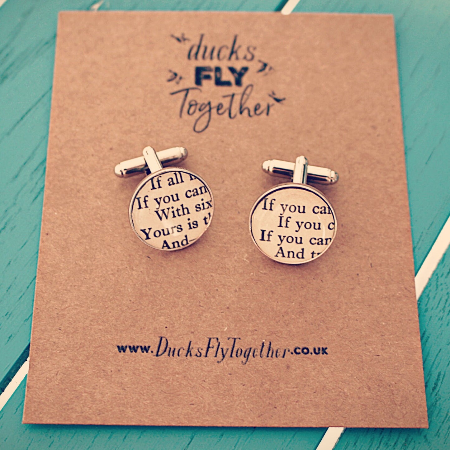 IF Poem Rudyard Kipling - Recycled book page cufflinks. Poetry gift. Triumph & Disaster. The unforgiving minute. Vintage book. Wedding. Dad.