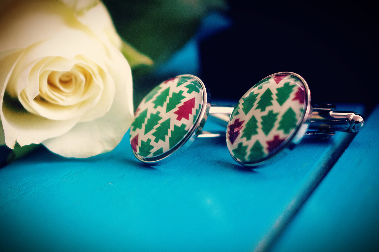 Christmas Tree Cufflinks. Unique Xmas party outfit. Secret Santa gift. Present for men. Christmas gift box. Xmas hamper gift Stocking filler