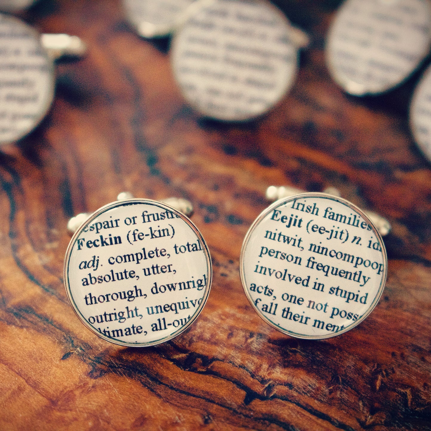 Feckin Eejit Cufflinks - Funny, novelty gift! Fake dictionary definitions. Irish slang. Insult gift! Gift for him - Dad, brother, boyfriend.