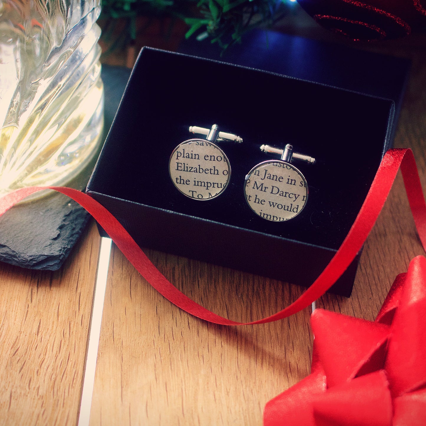 Pride and Prejudice cufflinks - Vintage recycled books. Jane Austen. Literature gift. Mr Darcy. Book lover. Gifts for him. Book quotes.