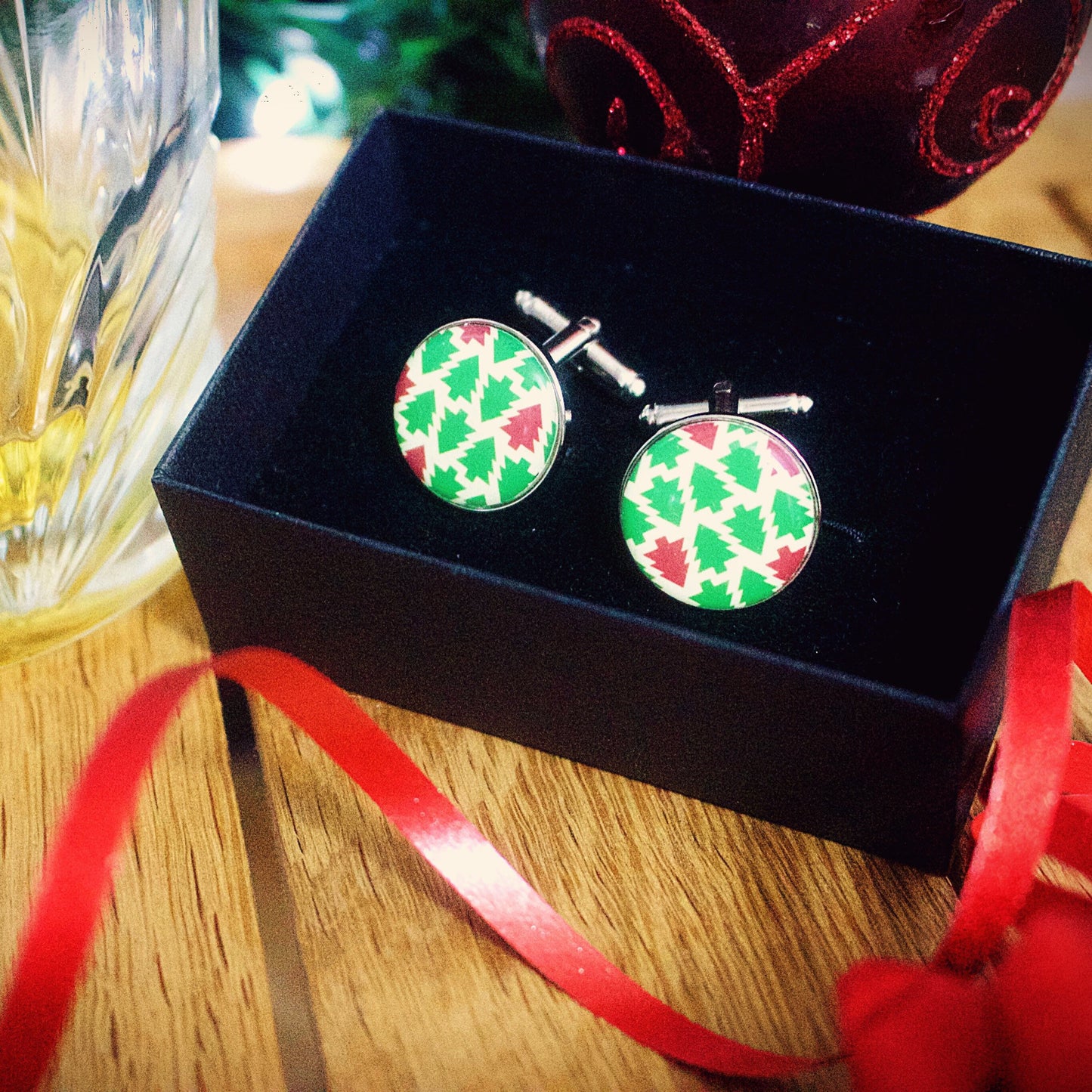 Christmas Tree Cufflinks. Unique Xmas party outfit. Secret Santa gift. Present for men. Christmas gift box. Xmas hamper gift Stocking filler