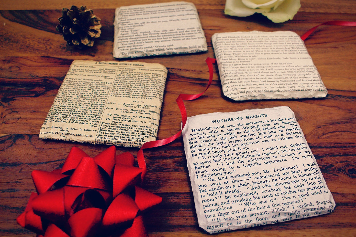 Unique recycled book page coasters. Personalised novelty gift. Literature. Book lover. Kitchen gift. Mothers Day Gift. Gift for Mum.