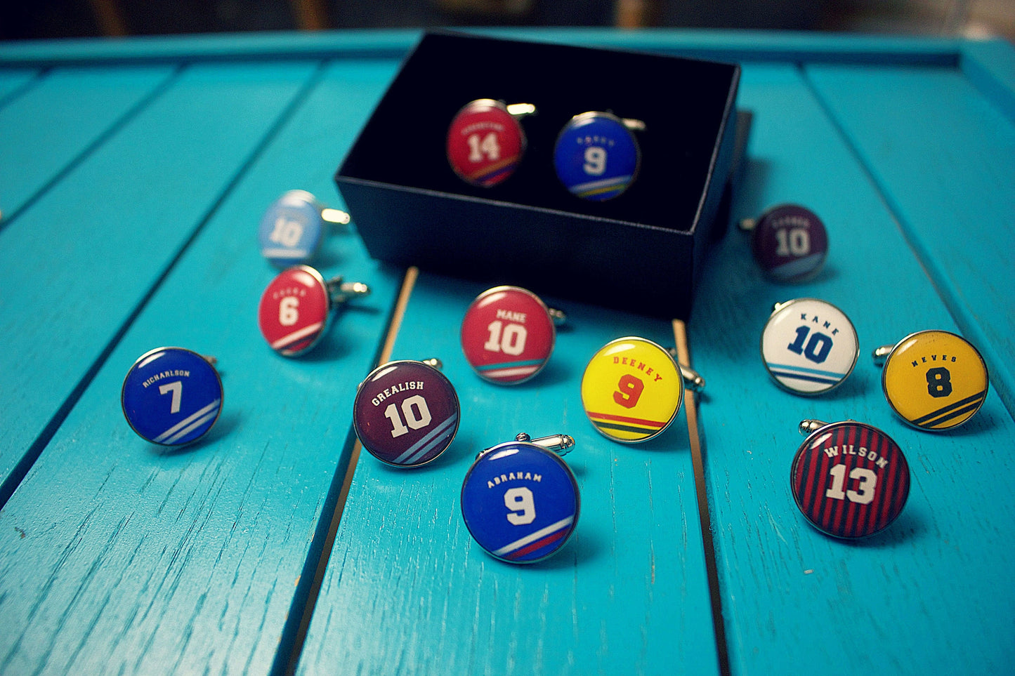 Football shirt cufflinks. Personalised name and number. Favourite player/ Your name. Premier League. Arsenal. Liverpool. Man Utd. Spurs.