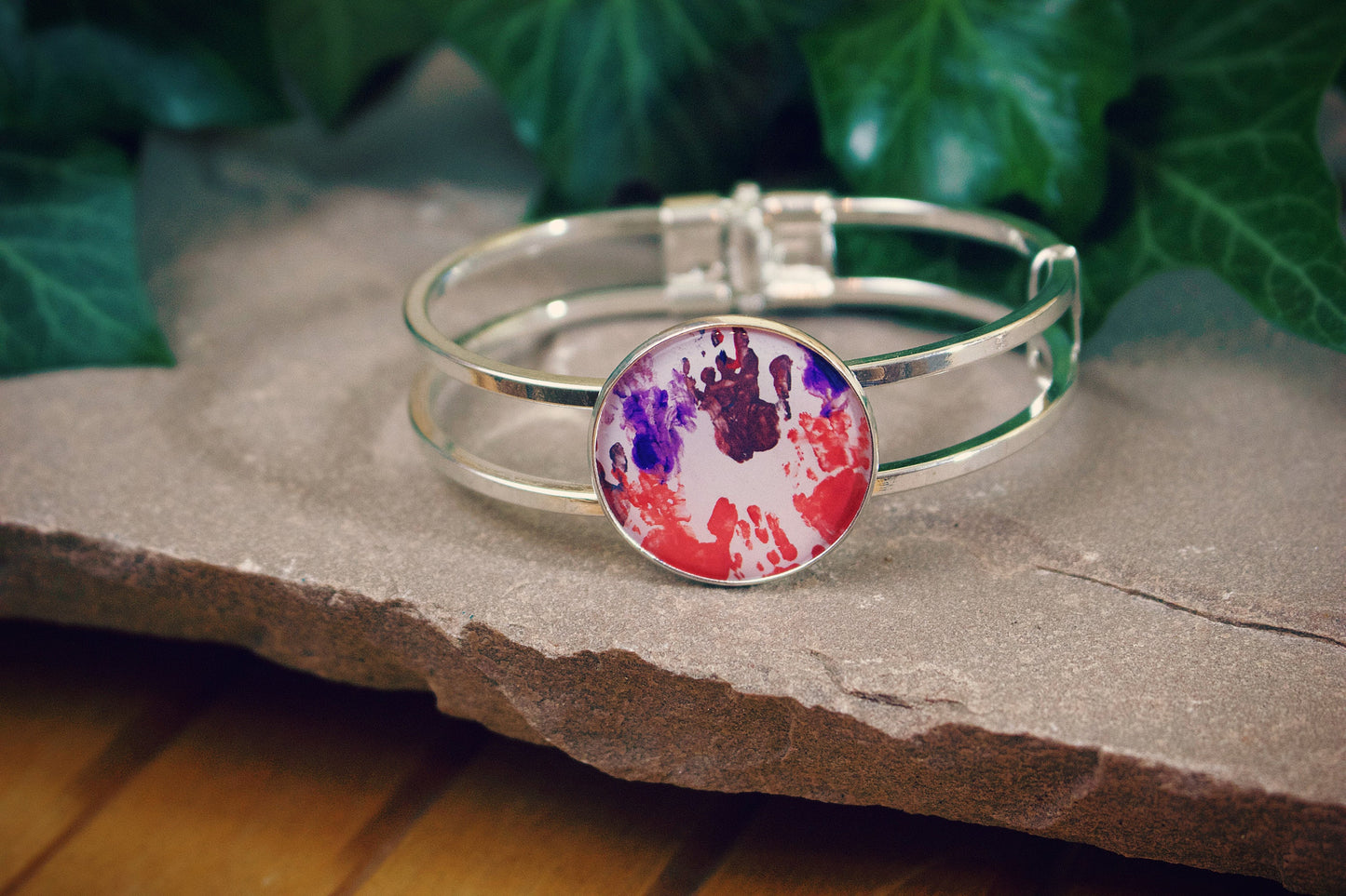 Child art/drawing/painting Bracelet. Kids artwork. Unique gift. Mothers Day. Personalised gift for Mum, Granny, Dad. Handprint. Footprint.