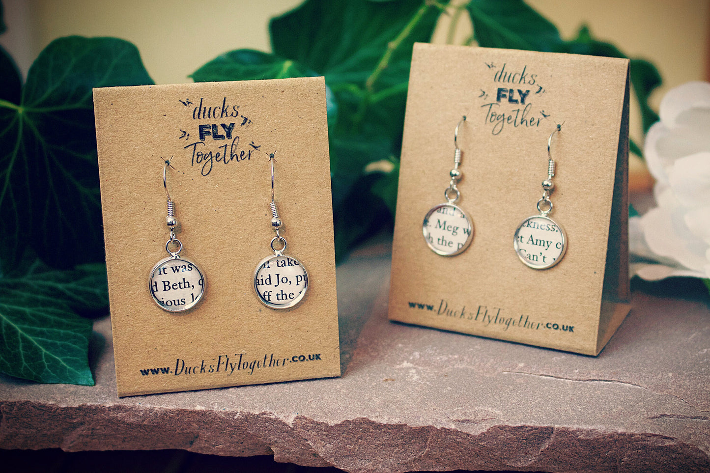 Recycled Little Women Book Page Earrings. Louisa May Alcott. March sisters. Beth Amy Jo Meg. Classic stories. Mothers Day Gift. Gift for Mum