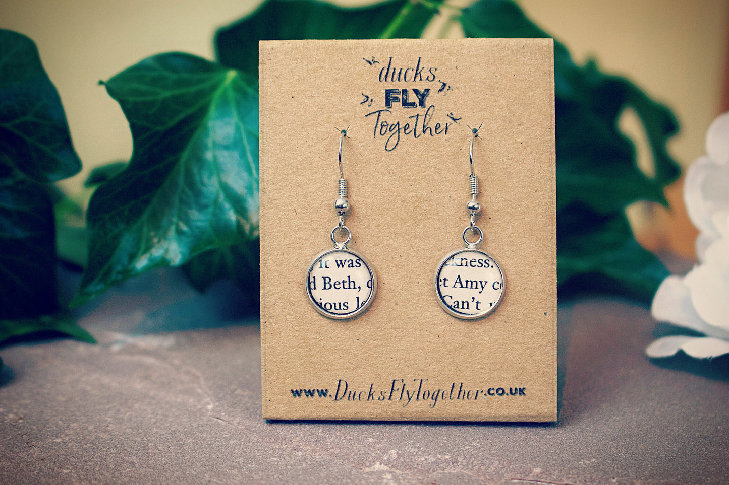 Recycled Little Women Book Page Earrings. Louisa May Alcott. March sisters. Beth Amy Jo Meg. Classic stories. Mothers Day Gift. Gift for Mum