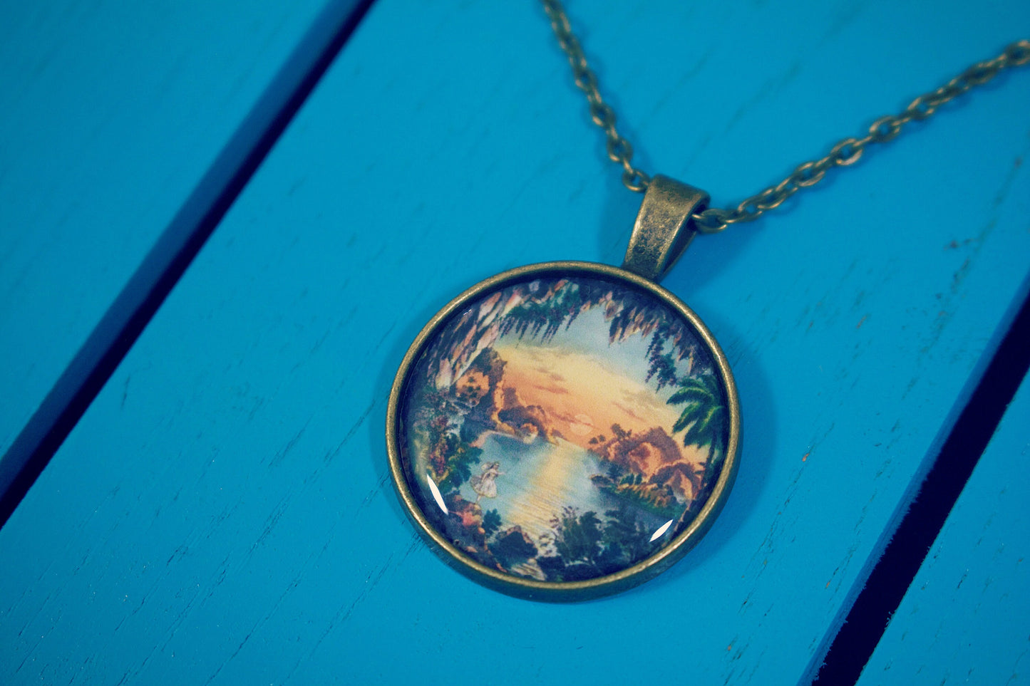 Vintage fairy illustration necklace. Children's book design. Magical. Myth. Rustic. Fantasy jewellery. Gift for her.
