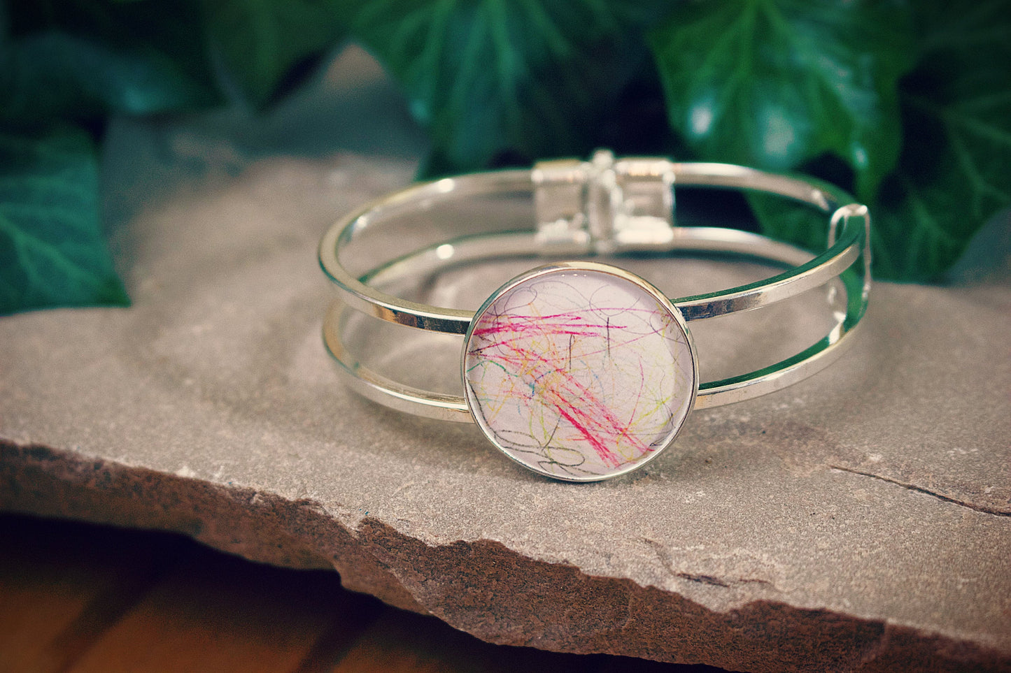Child art/drawing/painting Bracelet. Kids artwork. Unique gift. Mothers Day. Personalised gift for Mum, Granny, Dad. Handprint. Footprint.