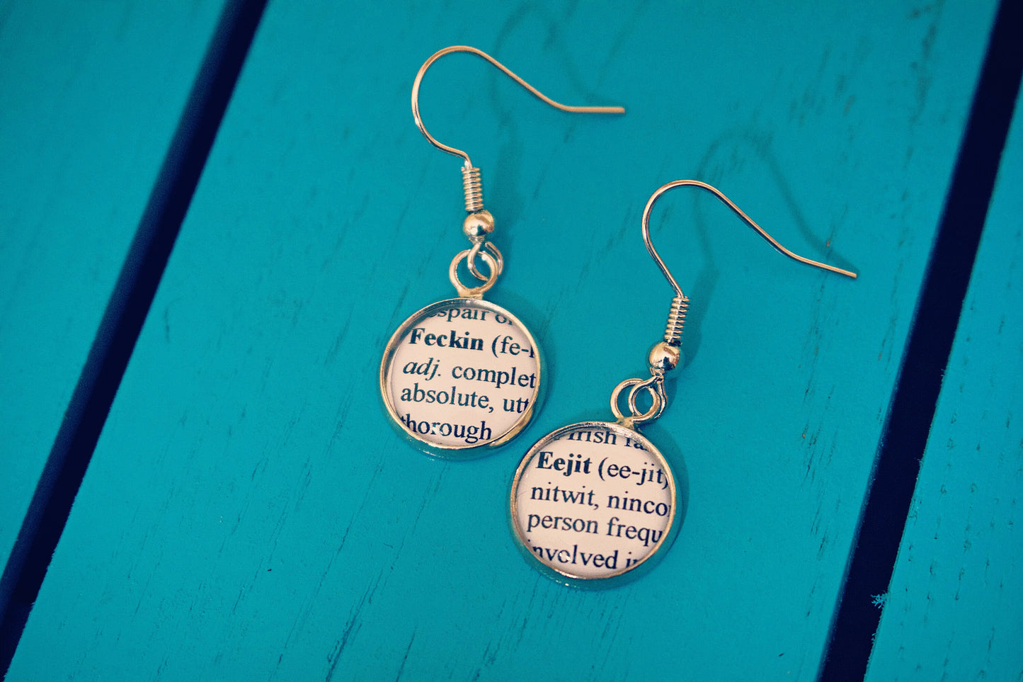 Feckin Eejit Earrings - Funny, novelty gift! Fake dictionary definitions. Irish slang. Insult gift! Mothers Day Gift. Gift for Mum.