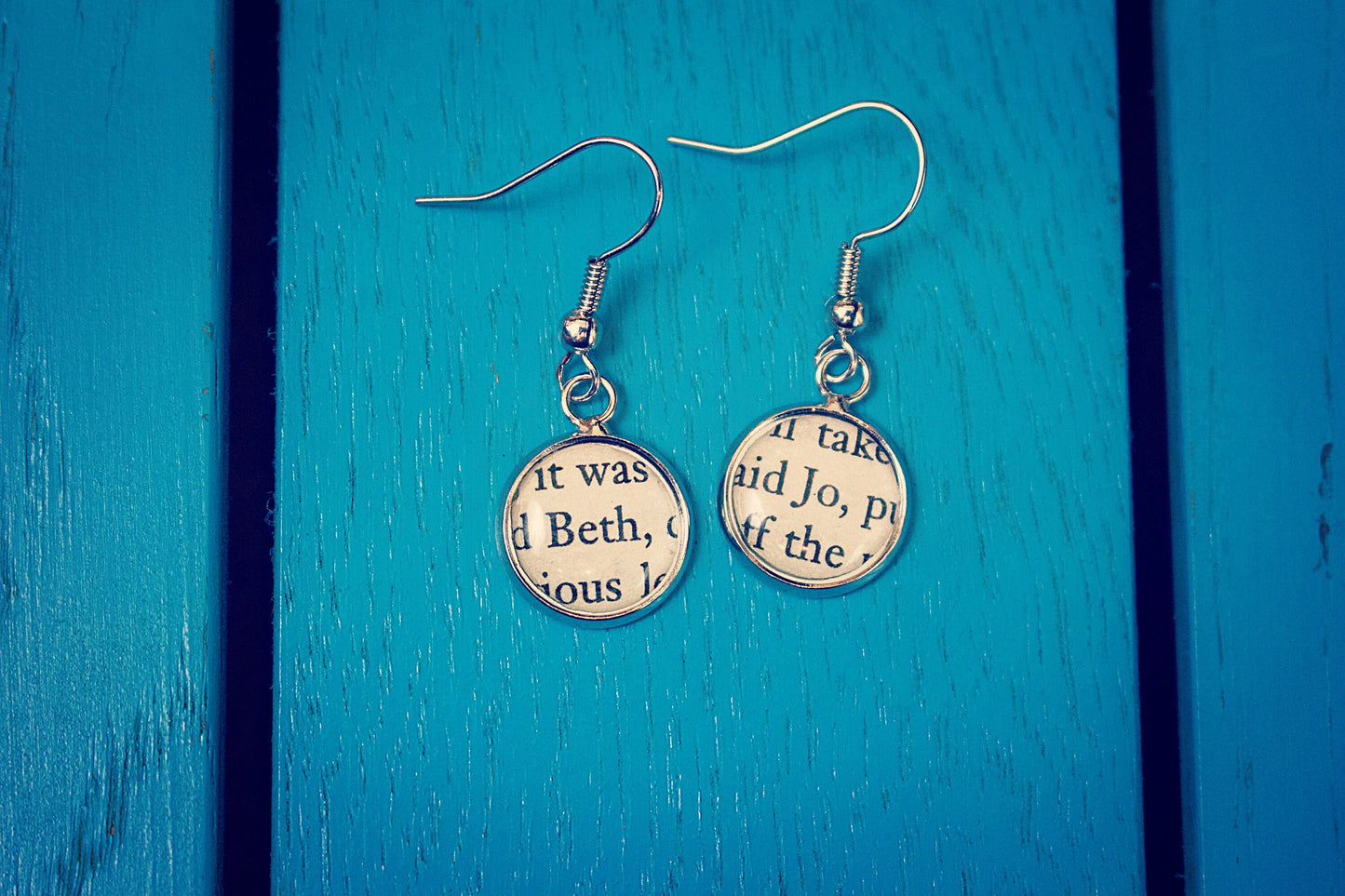 Recycled Little Women Book Page Earrings. Louisa May Alcott. March sisters. Beth Amy Jo Meg. Classic stories. Mothers Day Gift. Gift for Mum