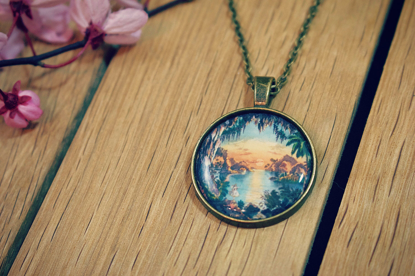 Vintage fairy illustration necklace. Children's book design. Magical. Myth. Rustic. Fantasy jewellery. Gift for her.