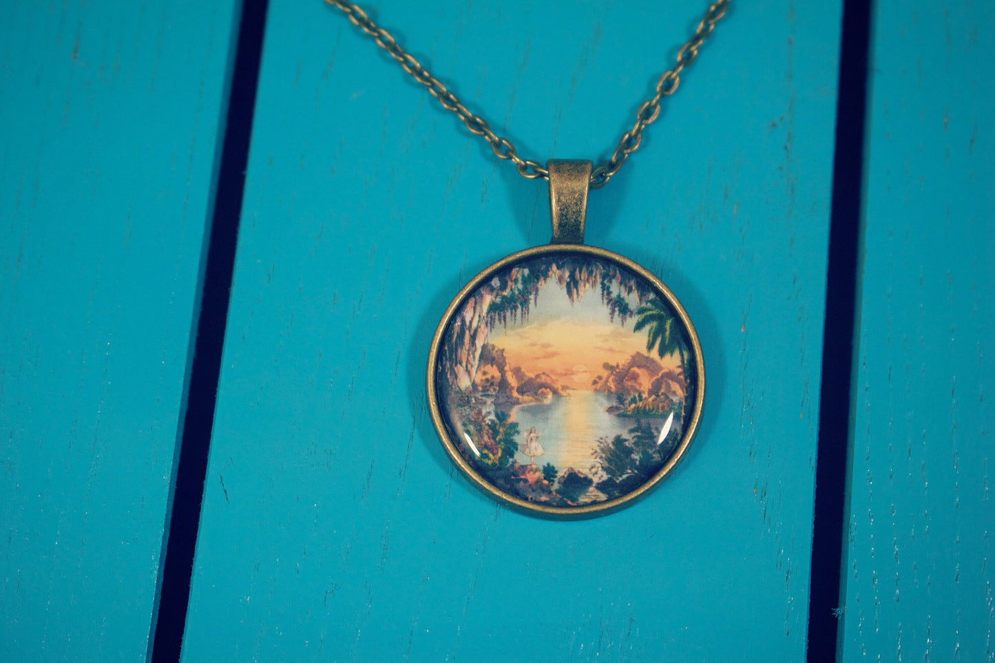 Vintage fairy illustration necklace. Children's book design. Magical. Myth. Rustic. Fantasy jewellery. Gift for her.