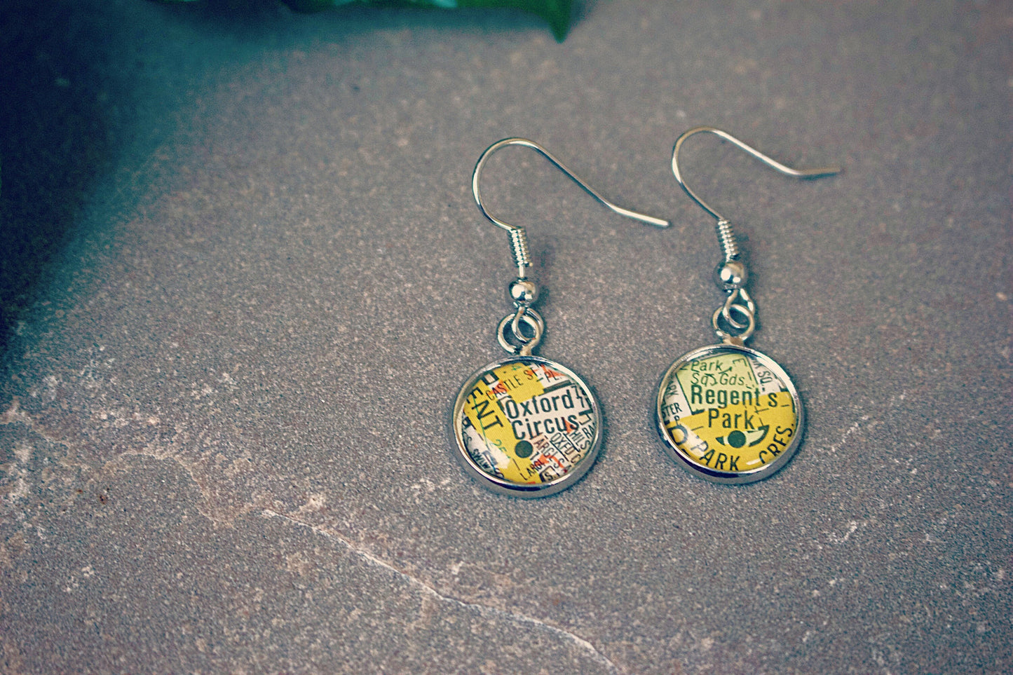 Map earrings. Recycled maps. Vintage map. London A-Z. Special place jewellery. Significant location. Where we met. Wedding venue. First date