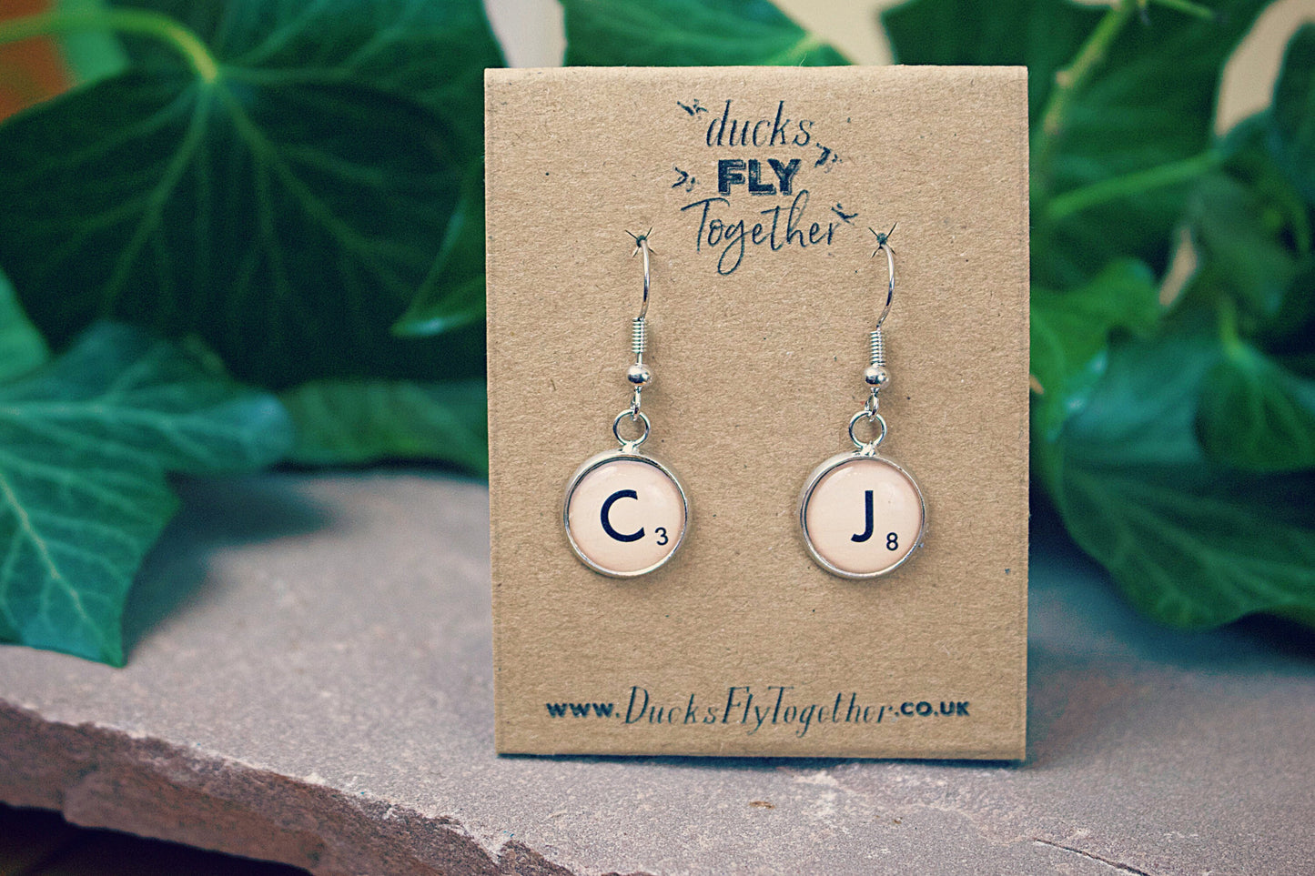 Scrabble letter earrings. Personalised initials. Monogram. Board game gift. Minimalist jewellery. Novelty gift. Wedding Bridesmaid earrings.