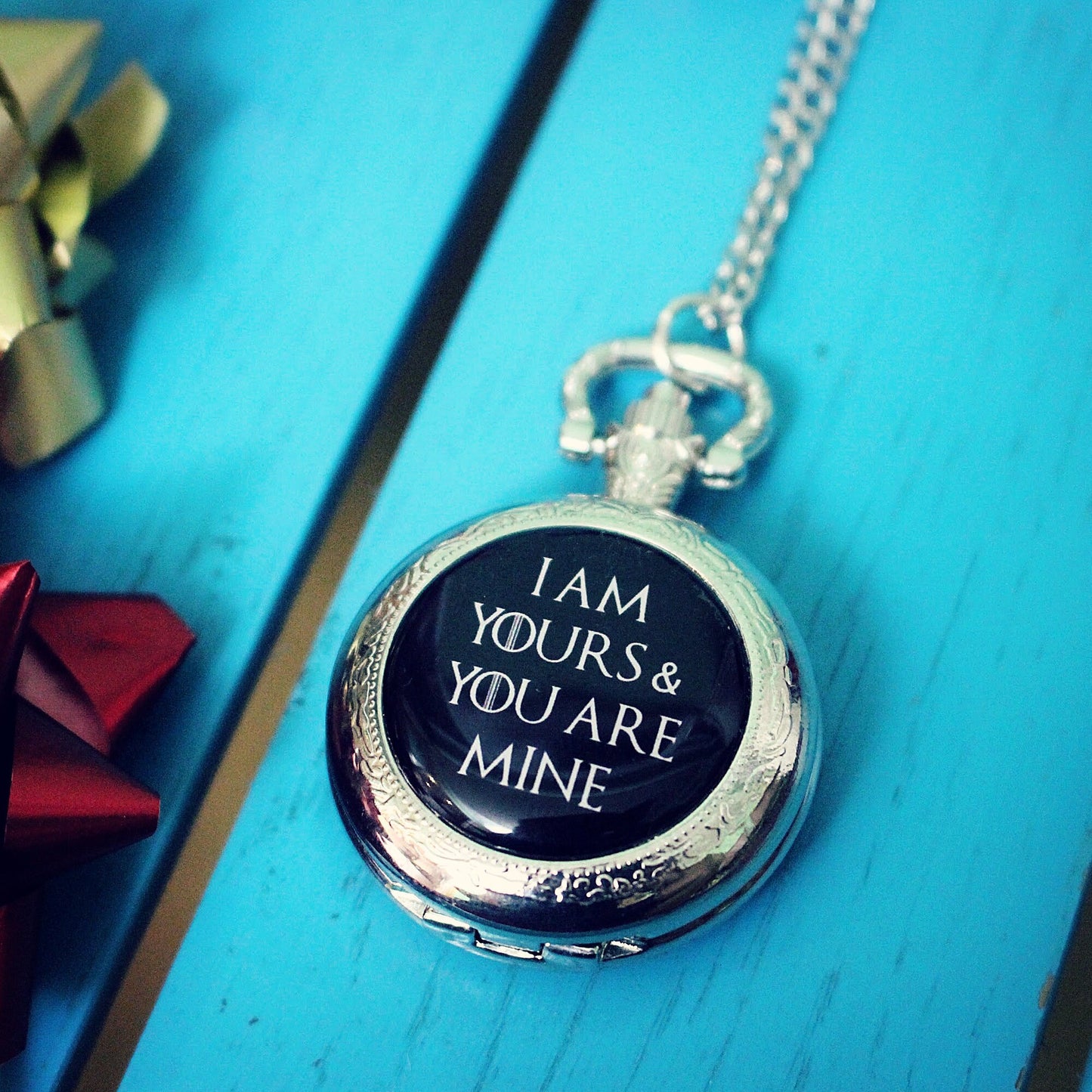 Game of Thrones Pocket Watch. I am yours and you are mine. Wedding vows. Groom accessory. Anniversary gift for husband. Moon of my life.