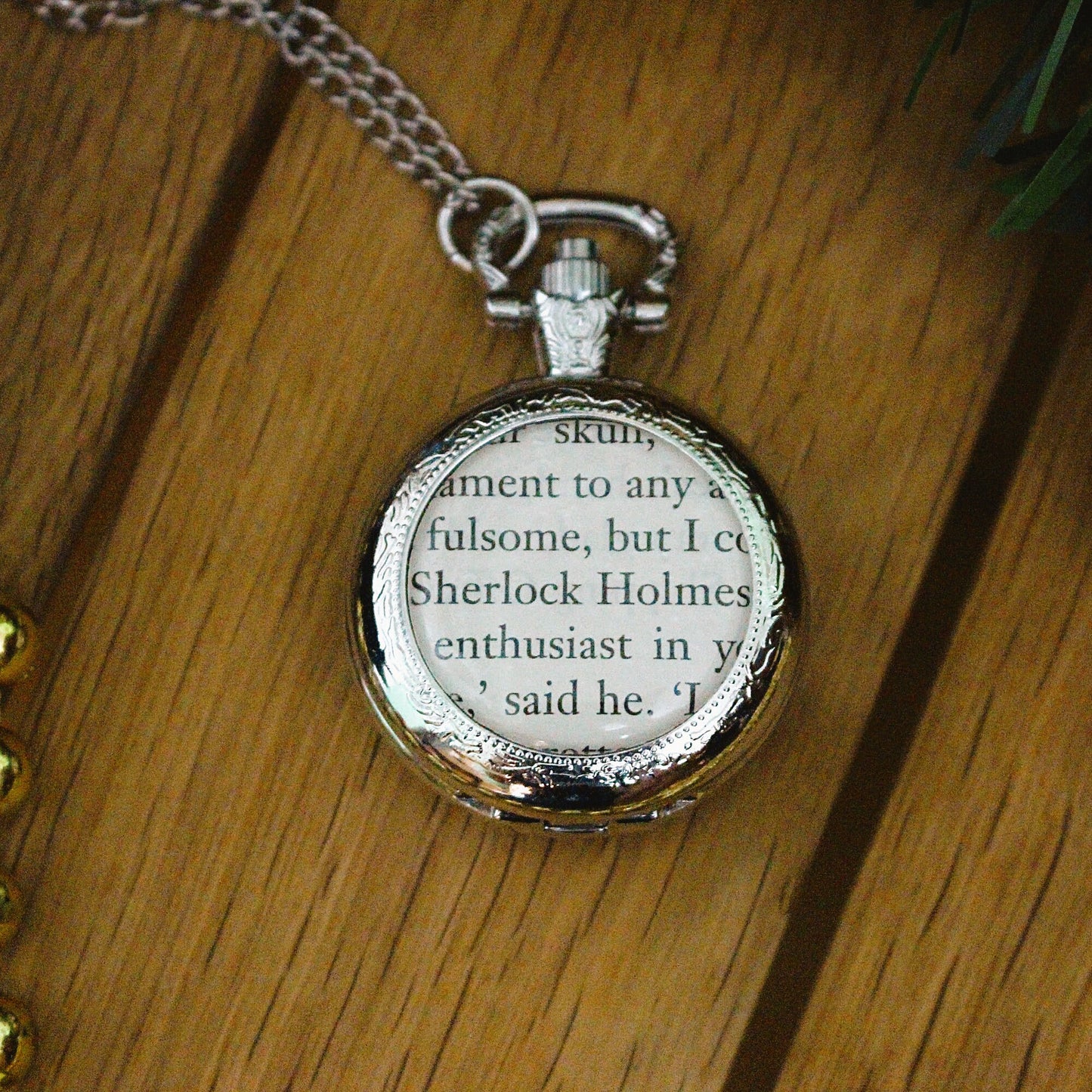 Sherlock Holmes Pocket Watch. Recycled book page gift. Vintage book. Holmes Watson. Book lover Literature Gift. Wedding accessory. Groom