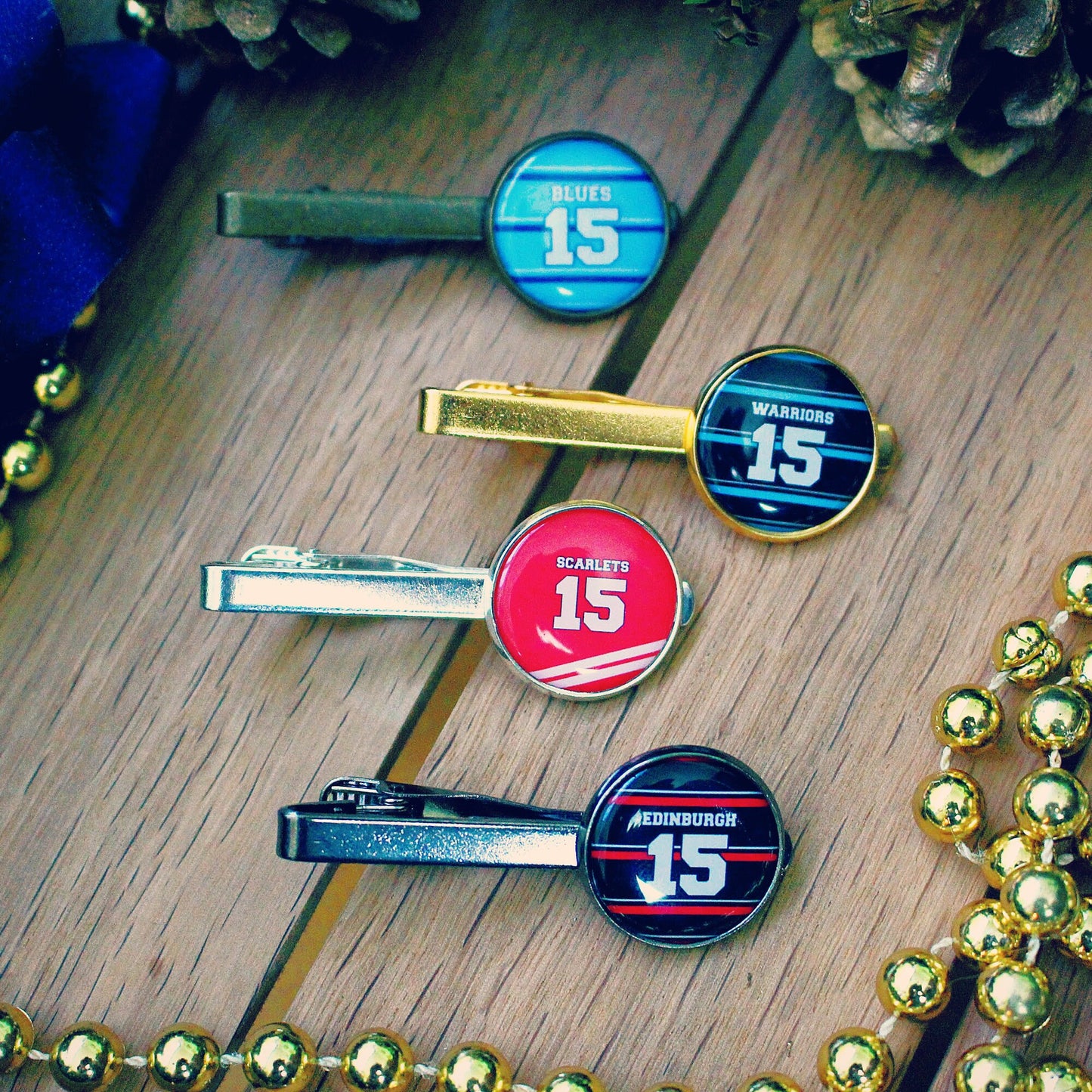 Leinster Munster Ulster Connaught Cardiff Scarlet Ospreys Glasgow Warriors Edinburgh Rugby Tie Clip. Cufflinks. Pocket Watch. Team colours.