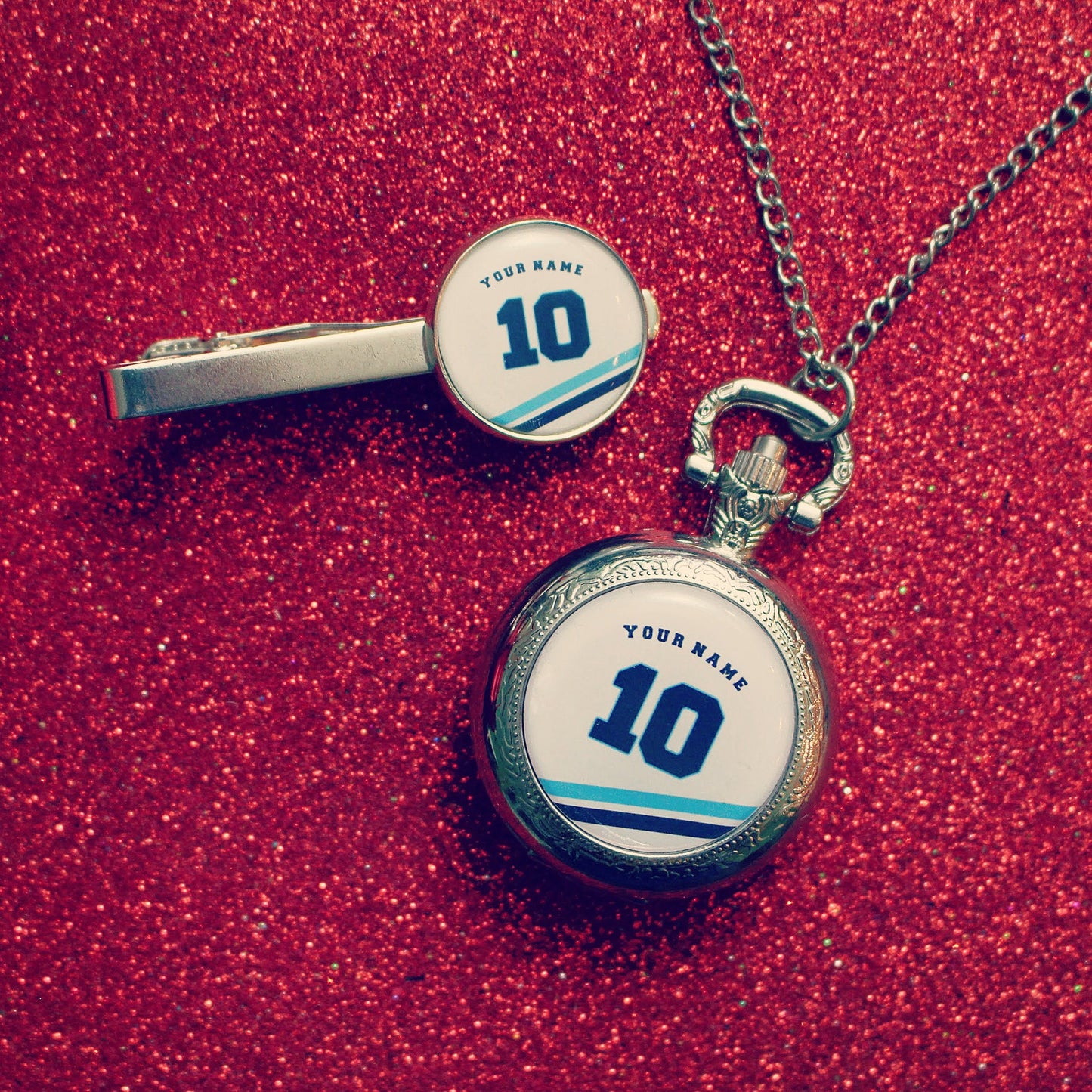 Tottenham Hotspur football colours Pocket Watch. Spurs. Personalised gift for him. Favourite player. Spurs legend. Football fan Gift for dad