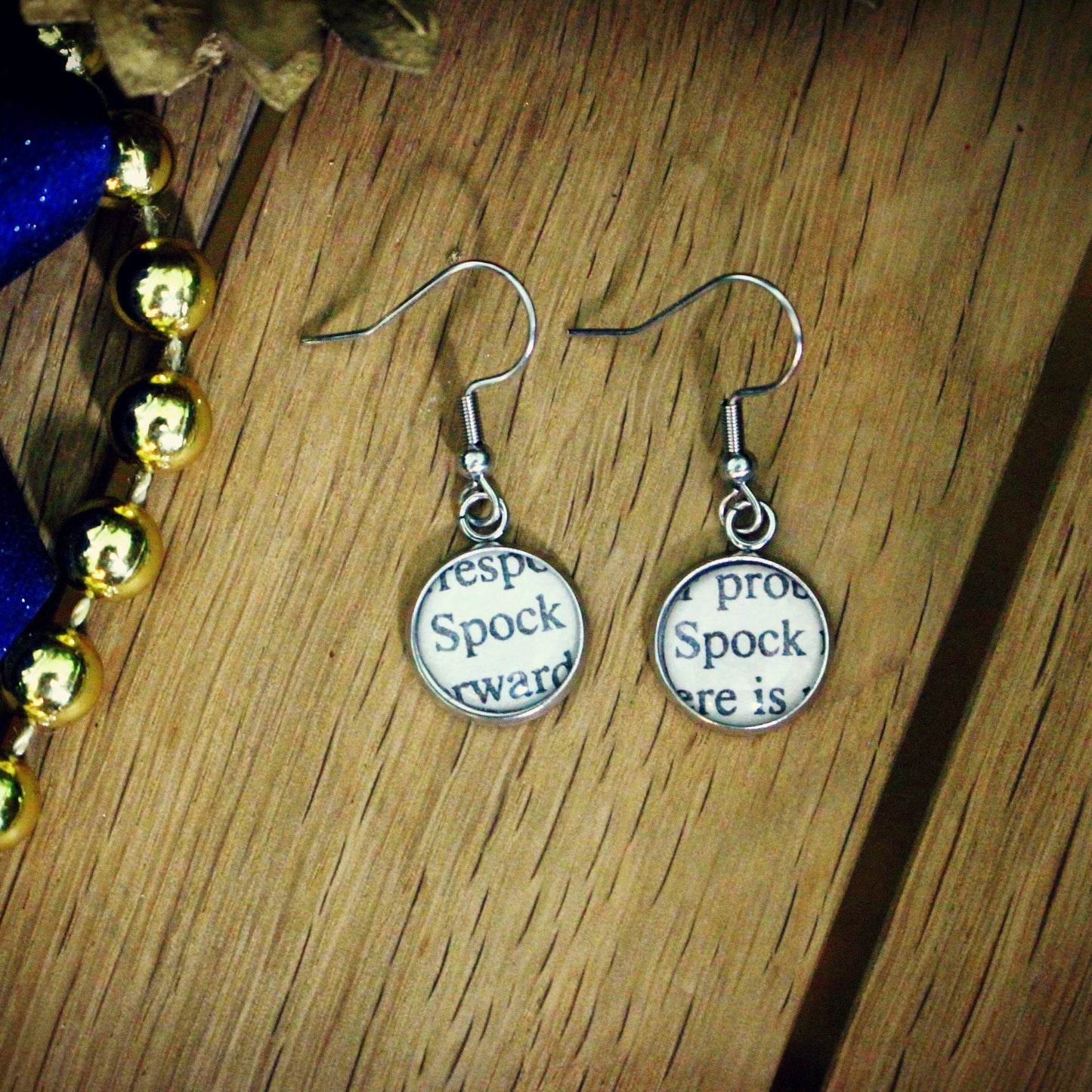Recycled Star Trek book earrings. Spock. Captain Kirk Enterprise. Scotty. Trekkie gift. Live long and prosper. Uhuru. Sulu. McCoy. Comic-con