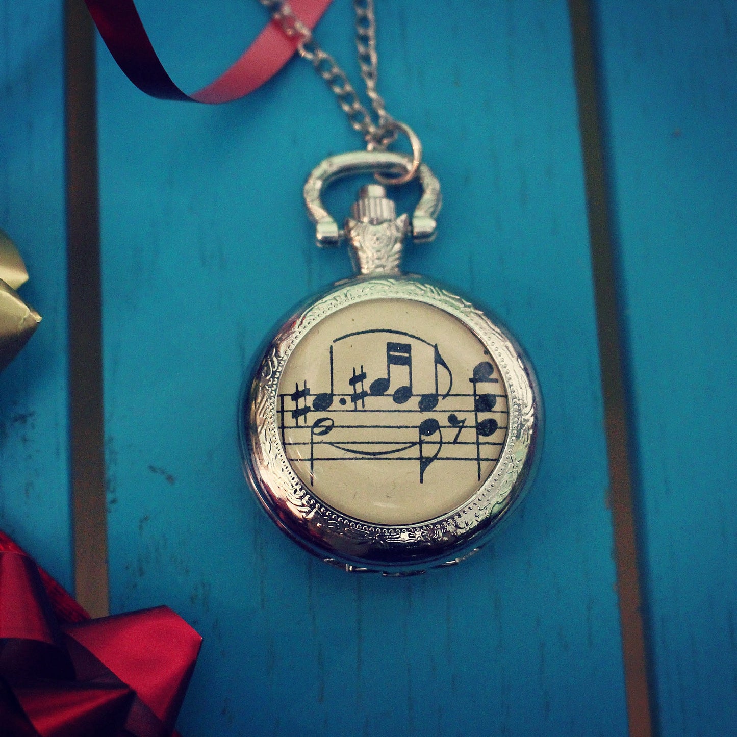 Vintage Sheet Music Pocket Watch. Upcycled gift for men. Cufflinks Tie Bar. Musician. Groom accessory. Groomsmen. Father of the Bride. Men