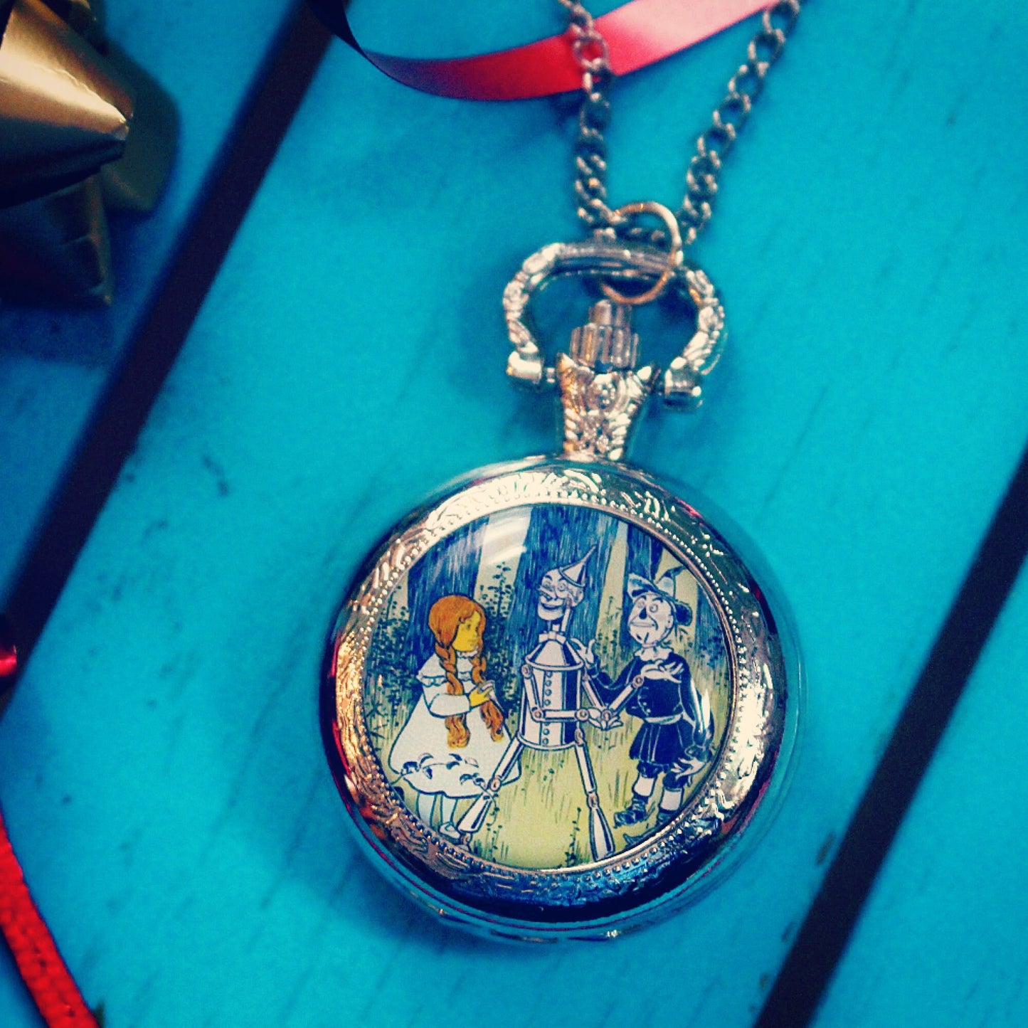 Vintage Wizard of Oz Pocket Watch. Book Illustration. Retro. Tinman Dorothy Scarecrow. Gift for dad. Wicked musical. Wedding watch Groomsmen