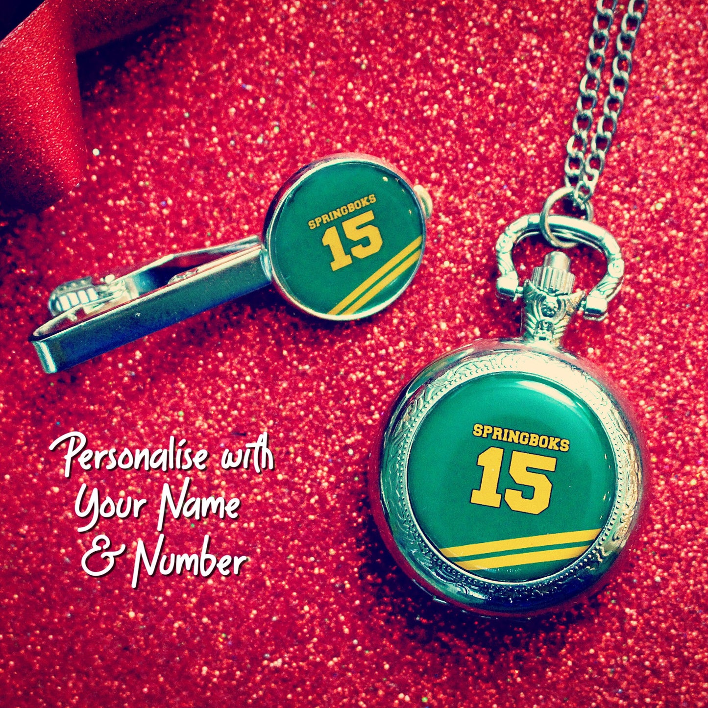 South Africa Rugby Pocket Watch. Springboks World Champions. Personalised sports shirt. Christmas gift for rugby fan dad husband. Bokke.