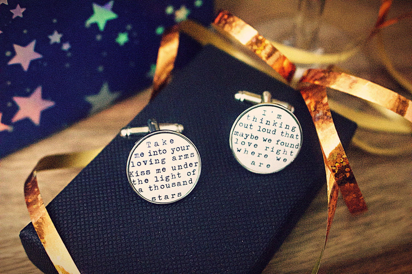 Song Lyrics Cufflinks - Unique and personal gift - Valentines Day gift for him - Wedding cufflinks, groom, best man, ushers. First Dance