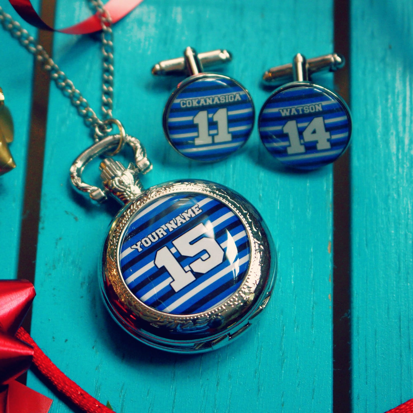 Bath Rugby Pocket Watch. Personalised gift for rugby fan. Christmas present for men. Premiership Rugby Sports shirt. Your name. The Rec.