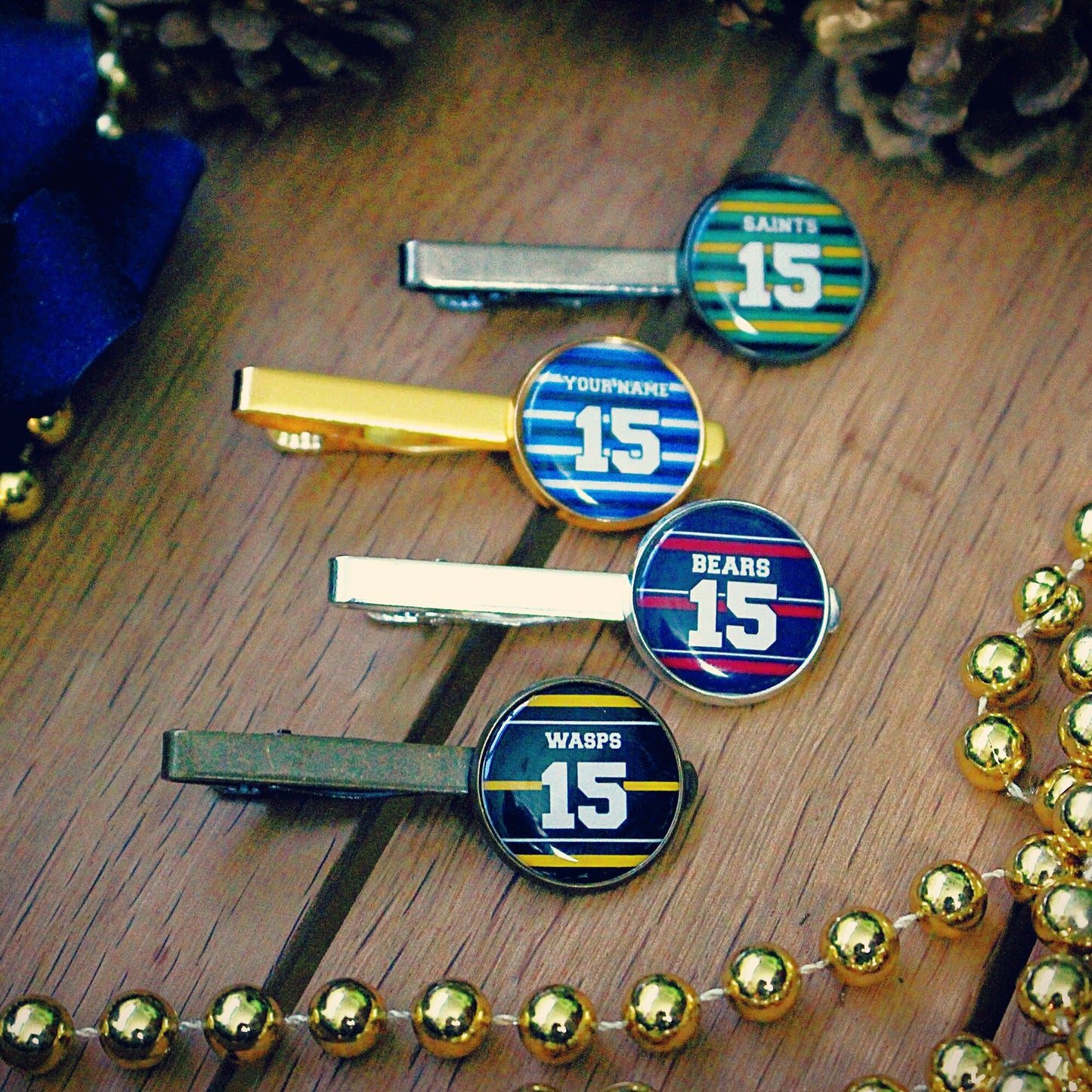 Rugby Club Colours Tie Pin. Saints Tigers Saracens Chiefs Bath Wasps Gloucester. Gift for rugby fan. Rugby Shirt Tie clip. Wedding accessory