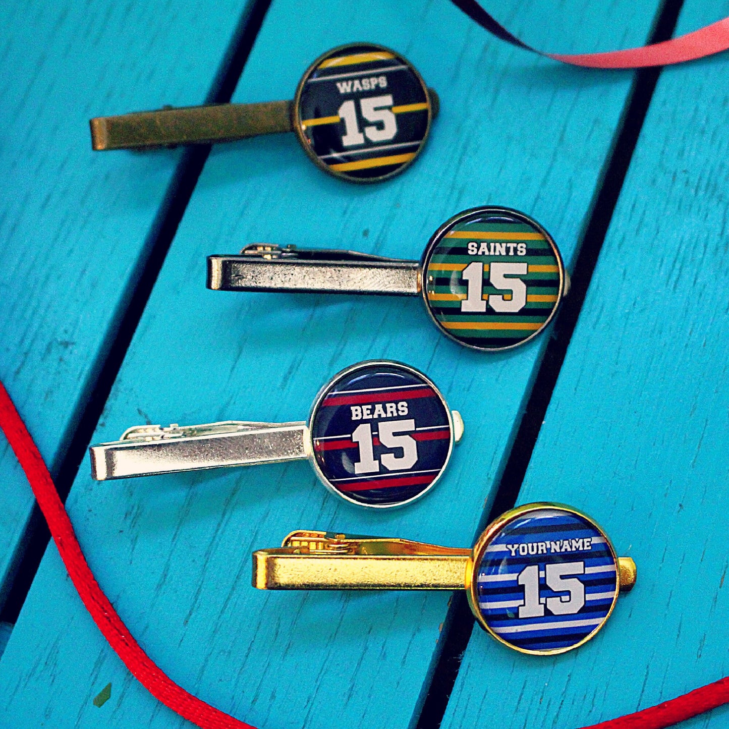 Rugby Club Colours Tie Pin. Saints Tigers Saracens Chiefs Bath Wasps Gloucester. Gift for rugby fan. Rugby Shirt Tie clip. Wedding accessory