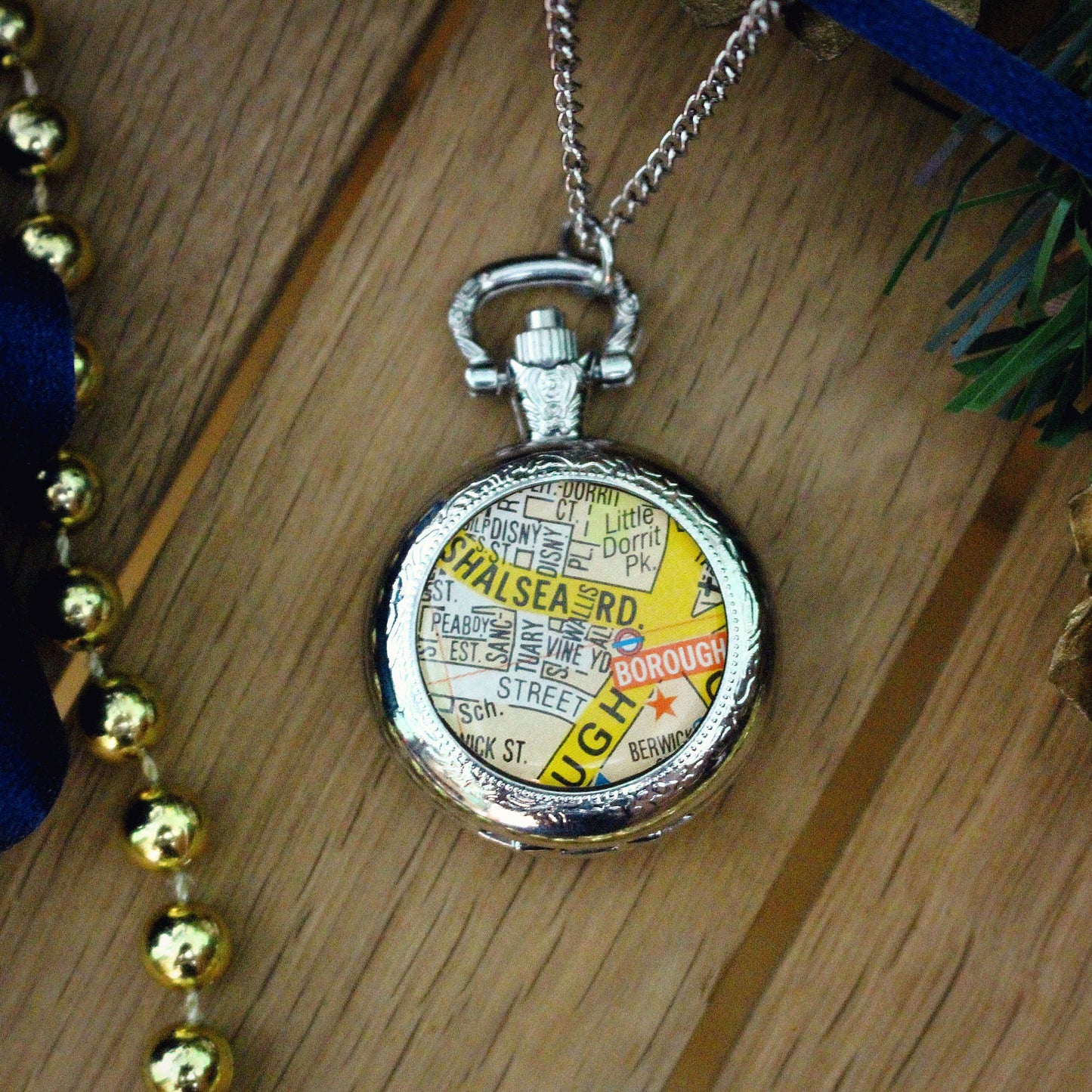 Personalised map pocket watch. Special place gift. Favourite location. Groom. Groomsmen. Upcycled gift. First date/kiss/home. Vintage map.