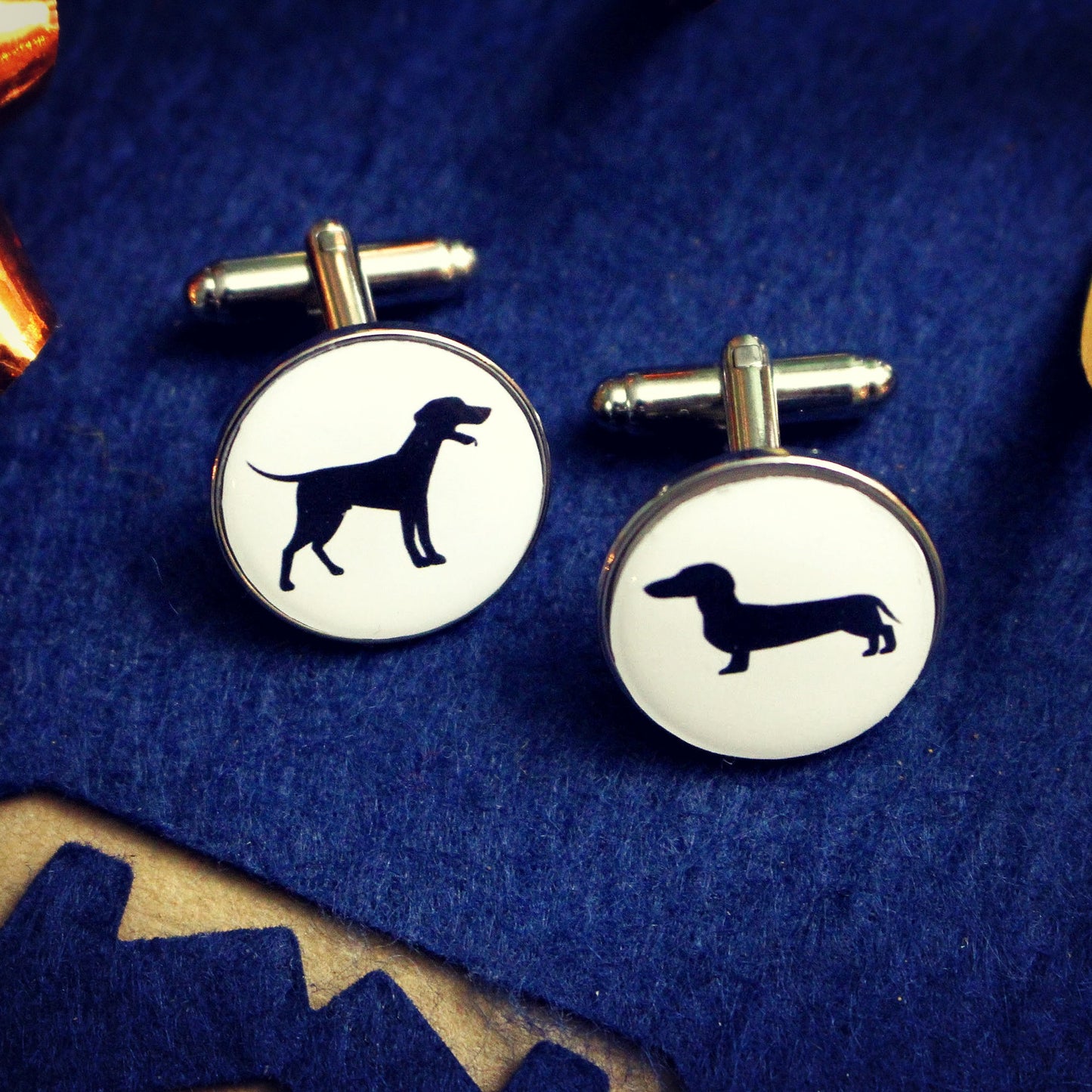 Your pet personalised cufflinks! You dog/cat silhouette. Labrador Daschund Spaniel Cockapoo. Animal lover. Wedding groom. Dad. Pocket Watch.