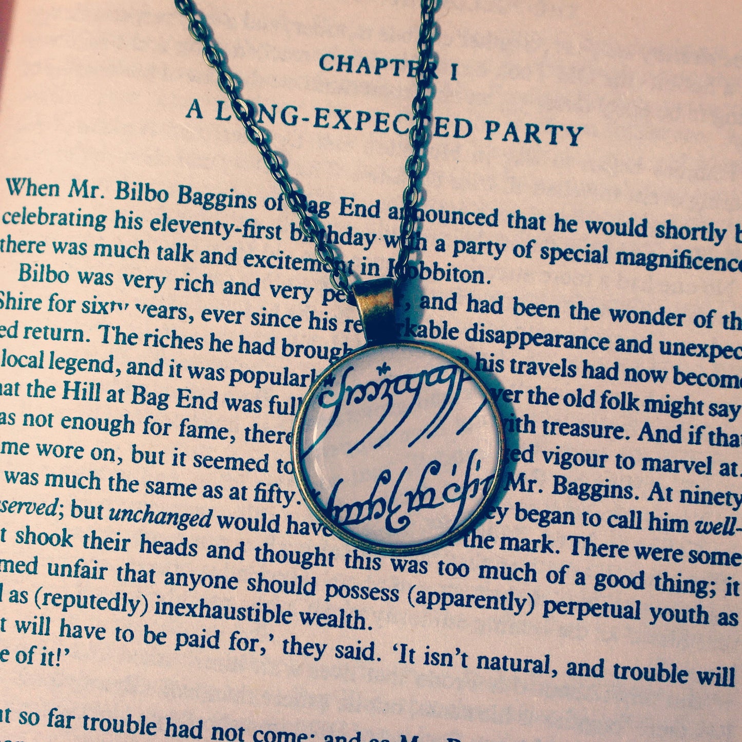Lord of the Rings necklace - recycled book page. Gandalf Frodo Samwise. Elfish. Vintage book. Tolkien gift. Mothers Day Gift. Gift for Mum.