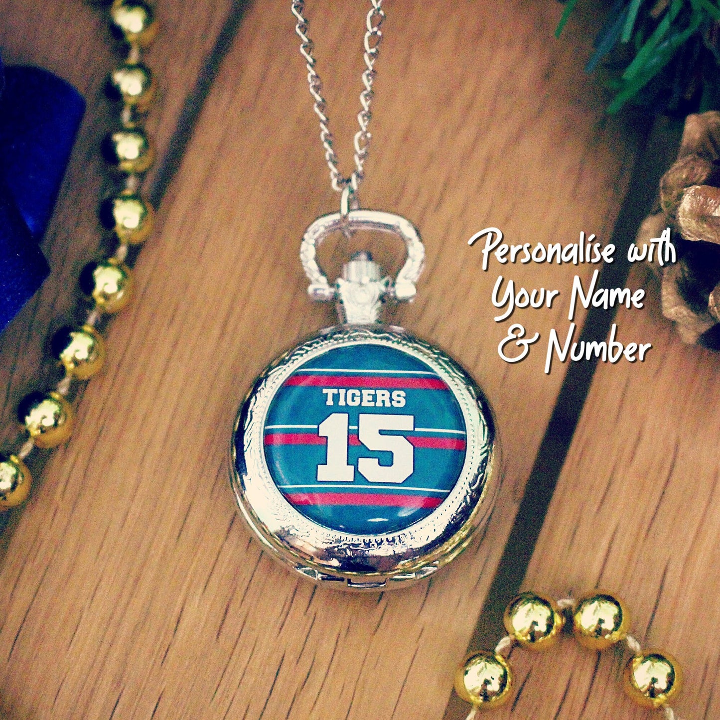 Leicester Tigers Rugby Pocket Watch. Personalised gift for rugby fan. Christmas present for men. Premiership Rugby Sports shirt Your name.