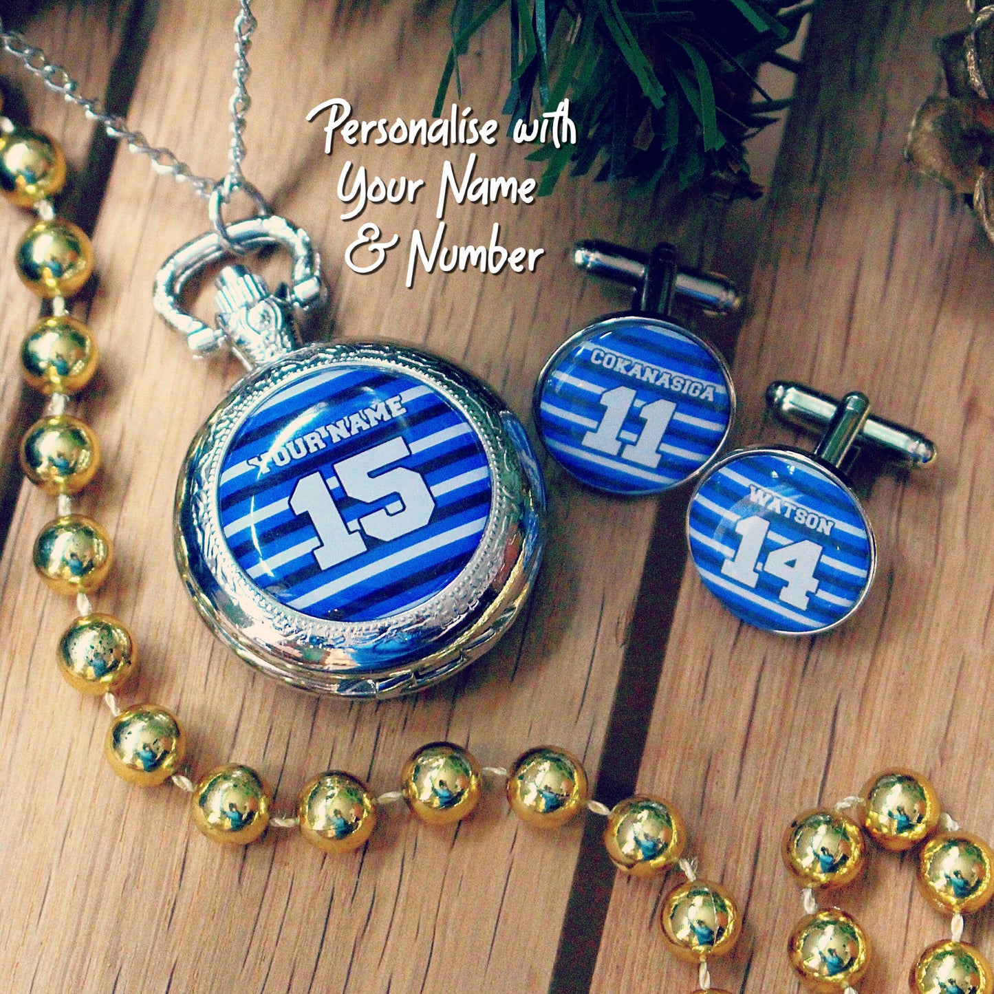 Bath Rugby Pocket Watch. Personalised gift for rugby fan. Christmas present for men. Premiership Rugby Sports shirt. Your name. The Rec.