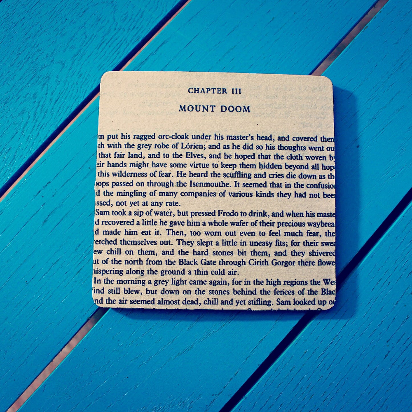 Recycled Lord of the Rings book page coasters. Vintage book gift. Literature. Frodo Samwise. Gandalf. Home office. Man Cave. Geek gift. Dad