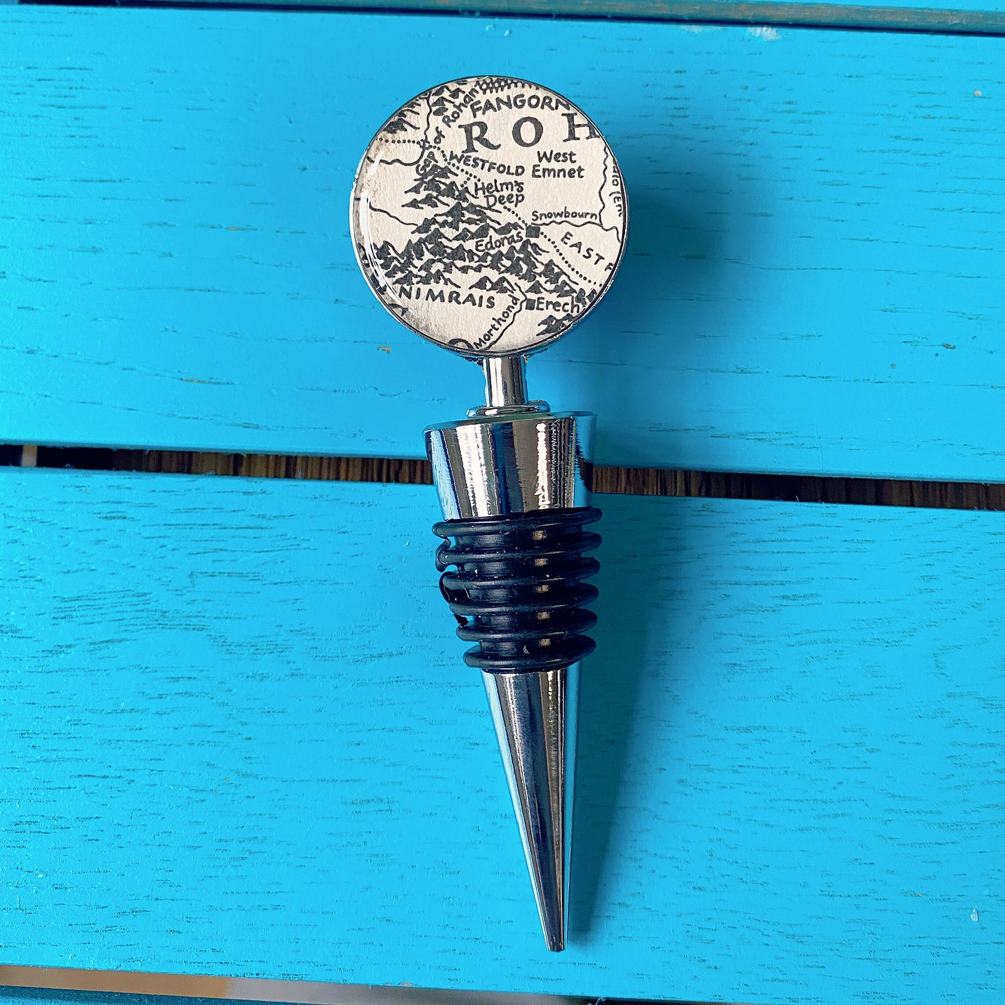 Lord of the Rings Bottle Stoppers. LOTR maps. The Shire. Helms Deep. Mordor. Wine lover gift. Mothers Day Gift. Gift for mum.
