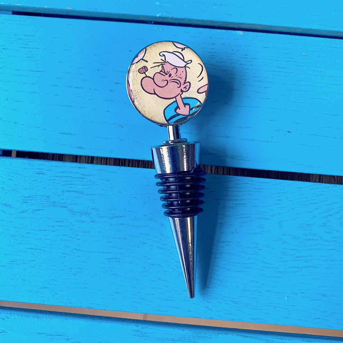 Vintage comic book Bottle Stoppers. Popeye! Recycled book pages. Nostalgic gift. Wine lover. Wine bottle. Alcohol present. Cartoon presents.